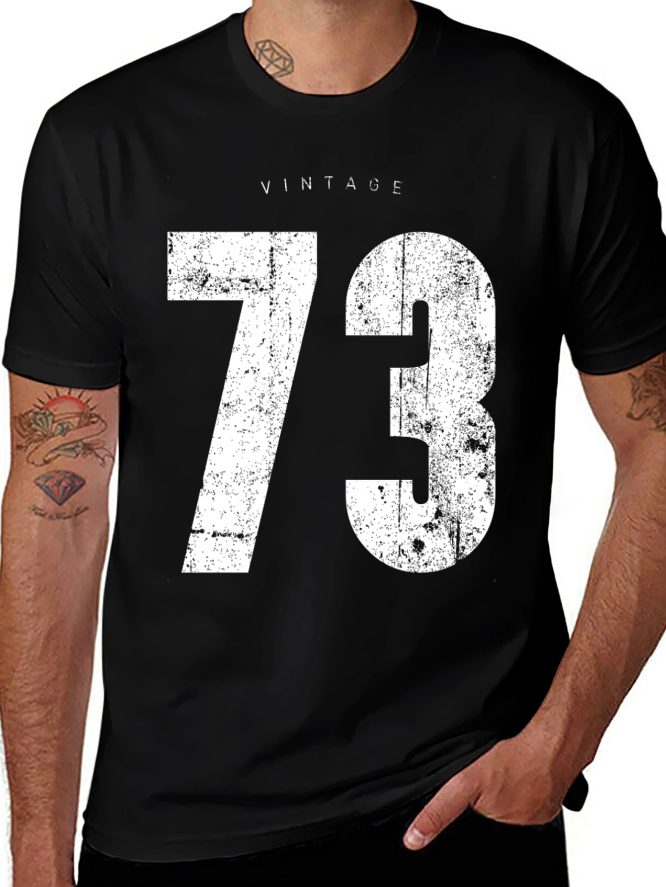 Variant 11 of Vintage 73 Graphic Tee - Black Short Sleeve Shirt