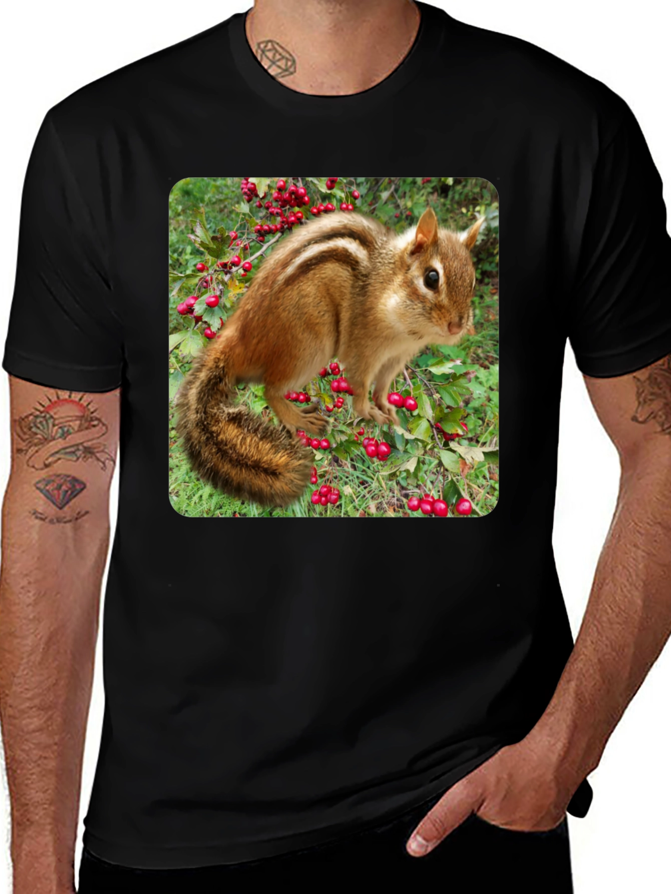 Variant 14 of Chipmunk Graphic Tee - Black Cotton T-Shirt