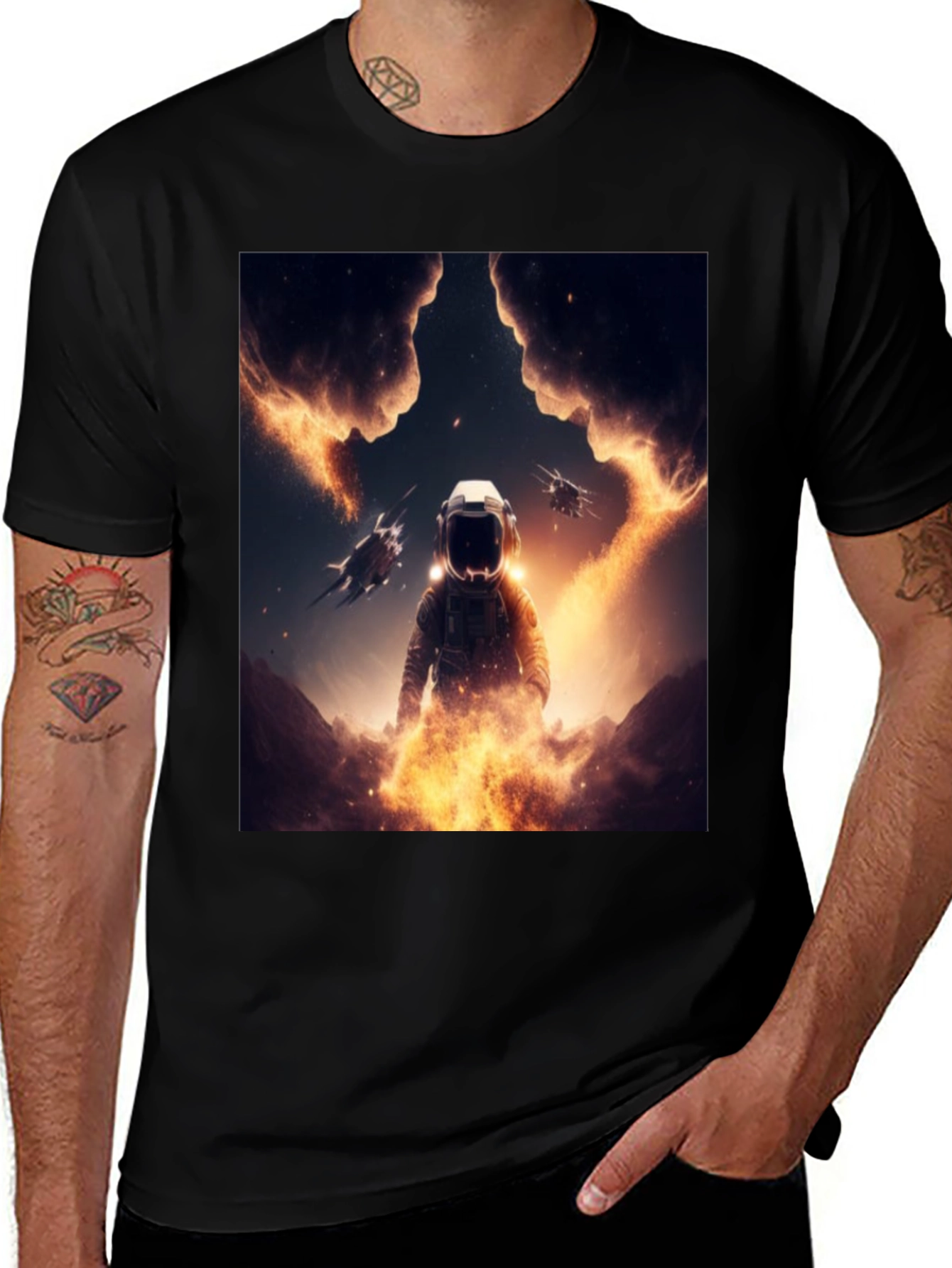 Variant 22 of Astronaut Space T-Shirt - Black Cotton Blend
