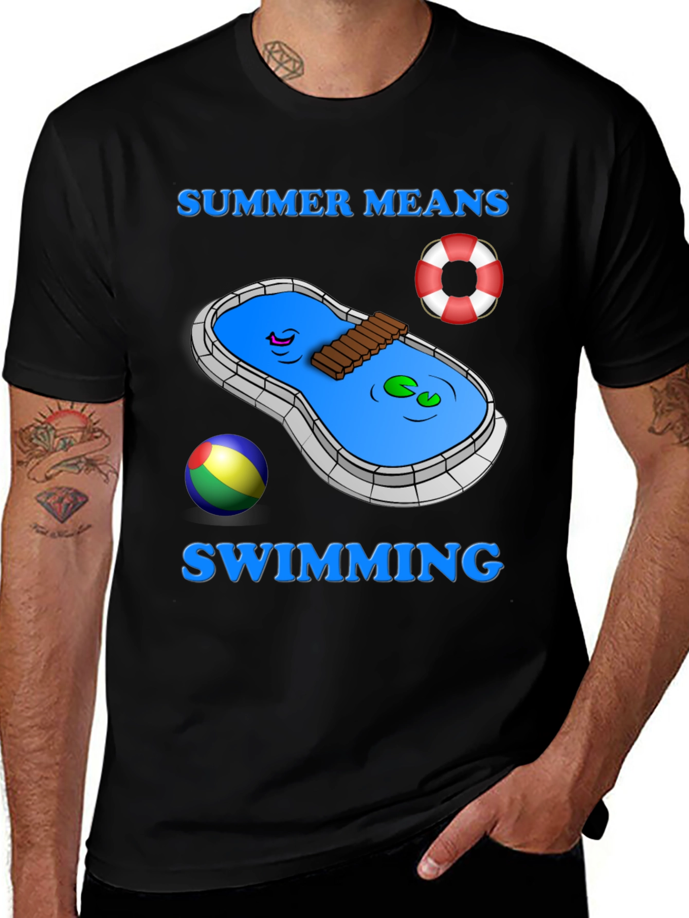 Summer Means Swimming T-Shirt - Men's Black Tee