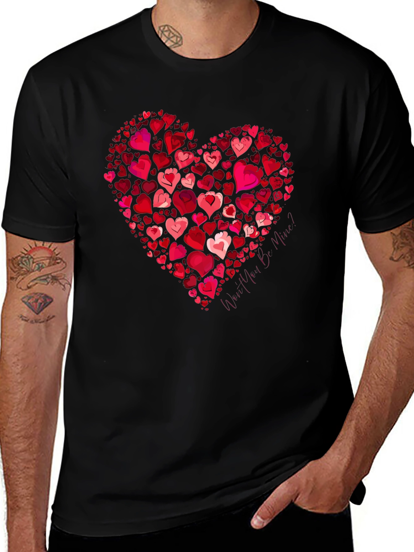 Variant 21 of Heart of Hearts Graphic Tee - Black Casual Shirt