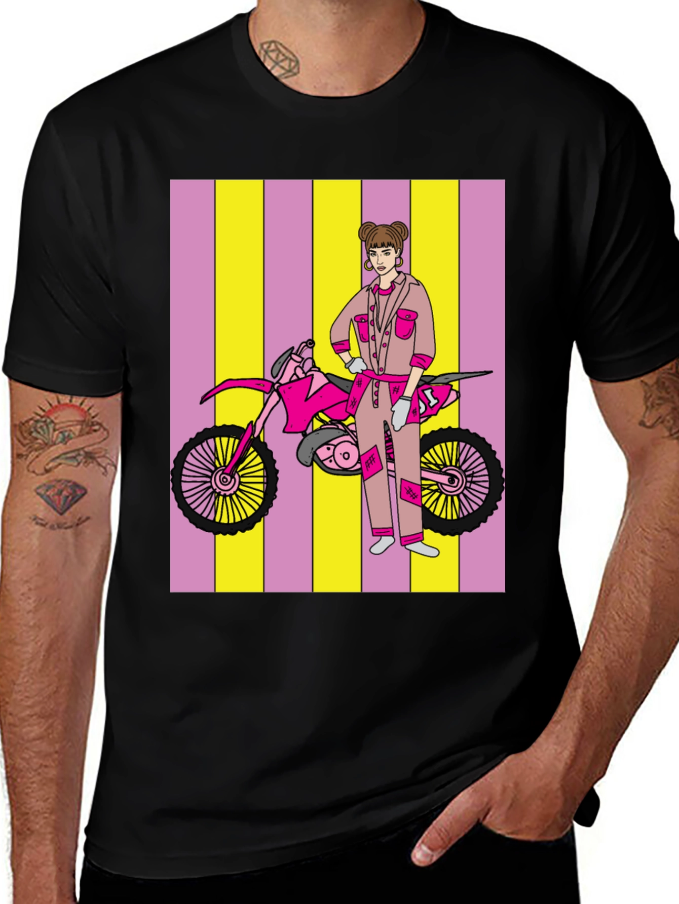 Black Motorcross Girl Graphic T-Shirt - Bold Style main image