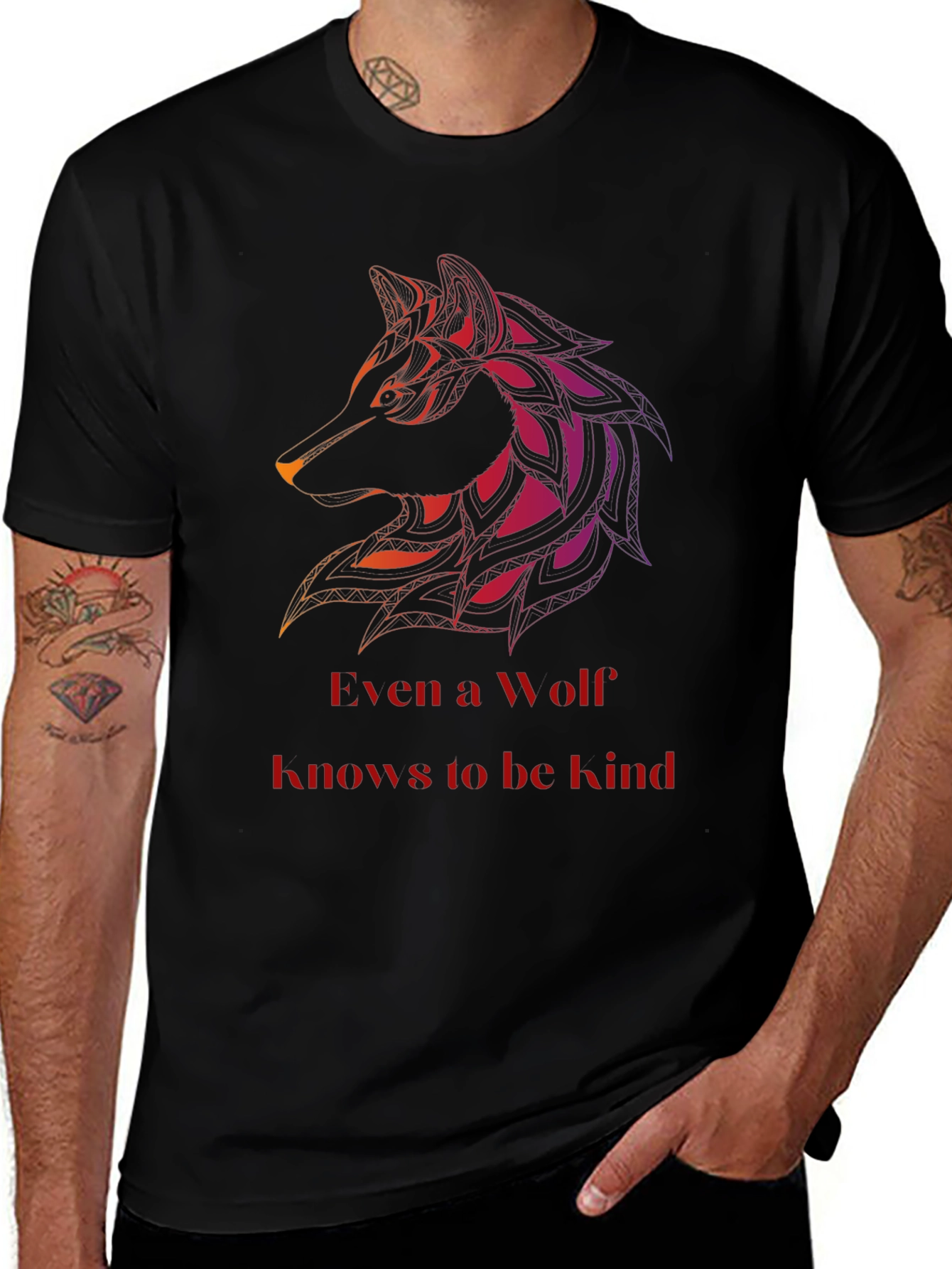 Variant 25 of Wolf Kind T-Shirt - Mens Black Graphic Tee