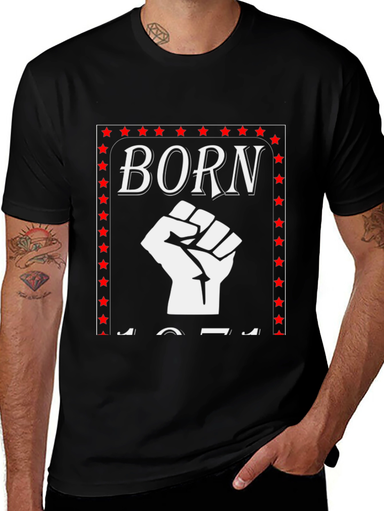 Variant 14 of Born 1971 Fist Graphic T-Shirt