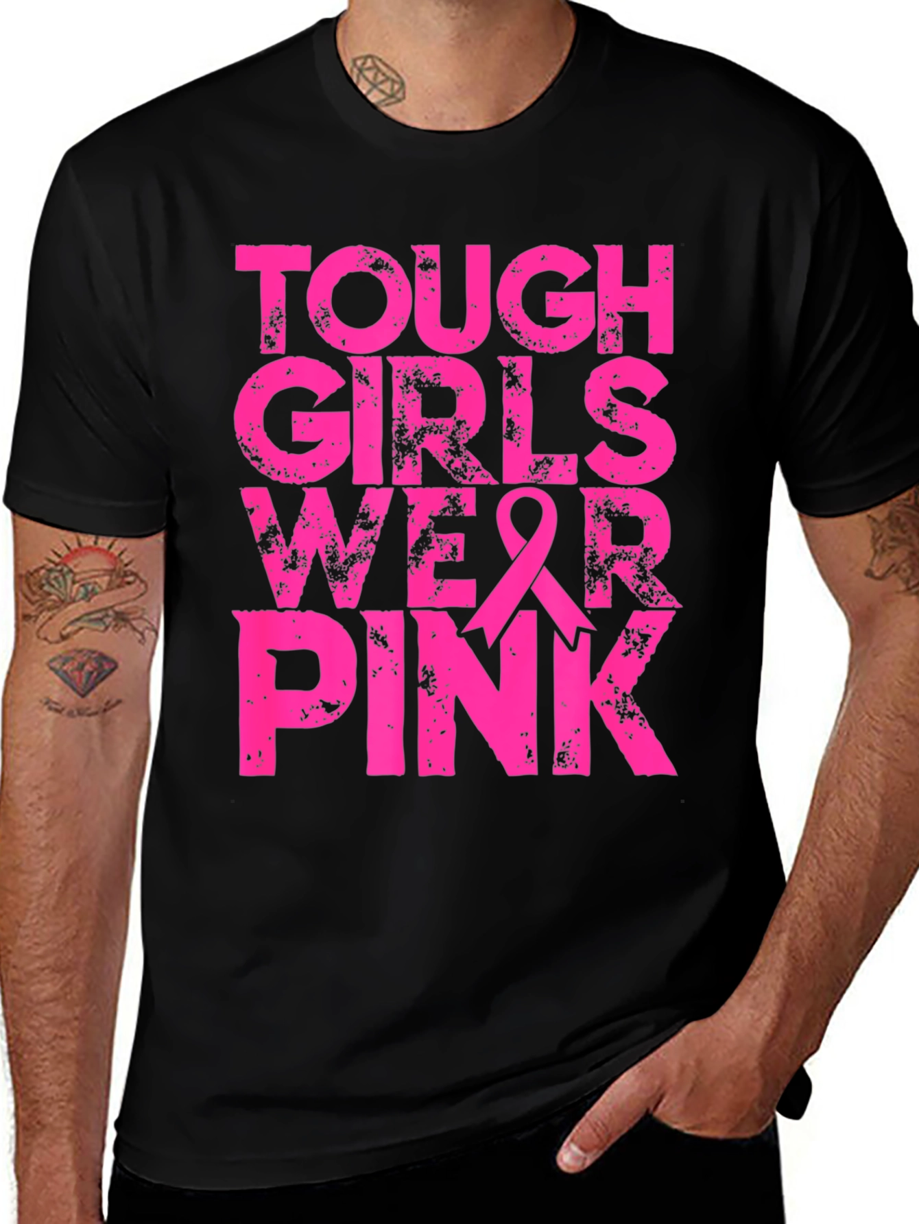 Variant 27 of Tough Girls Wear Pink Breast Cancer Awareness T-Shirt