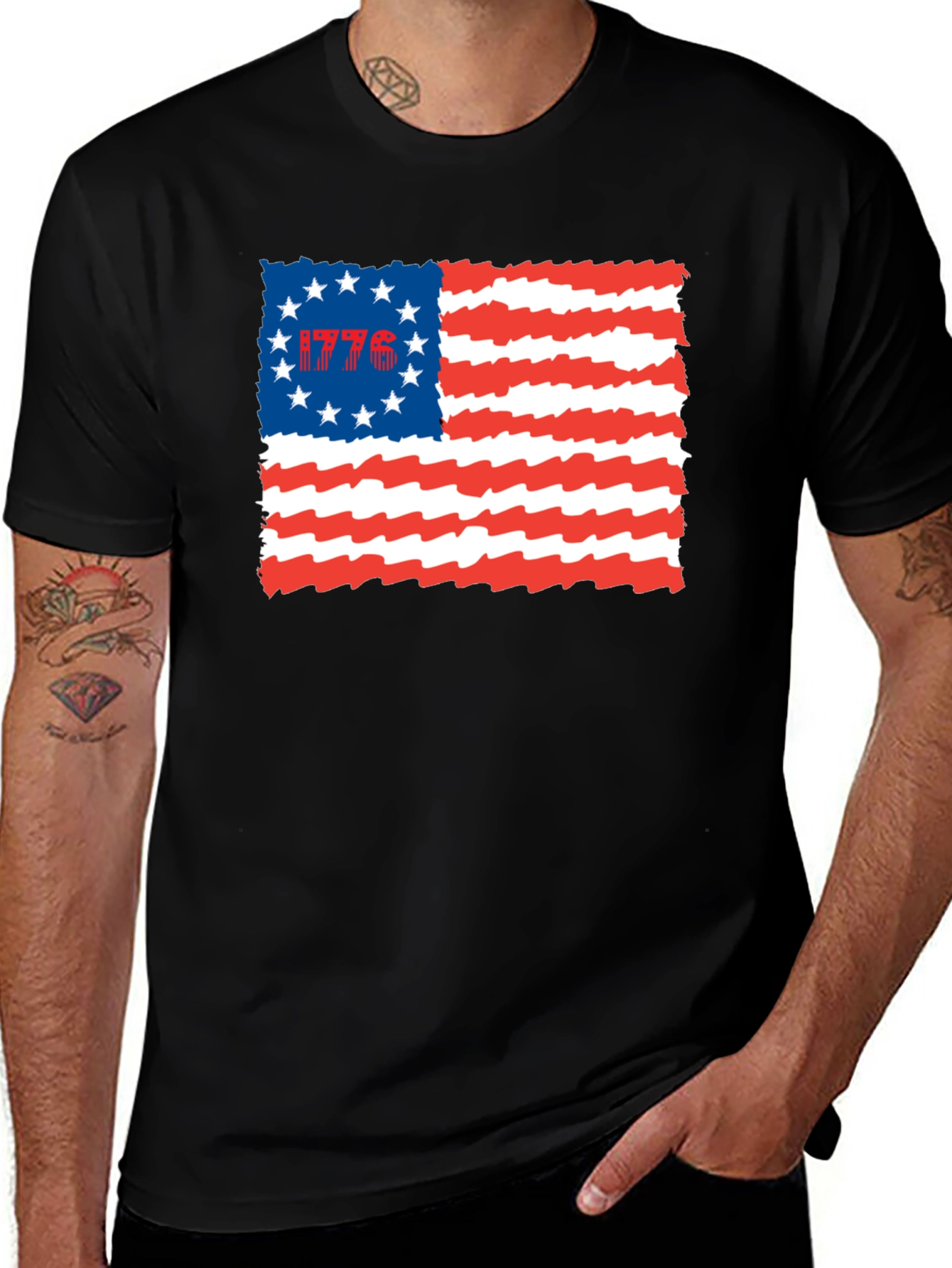 Variant 14 of 1776 Distressed American Flag Graphic Tee