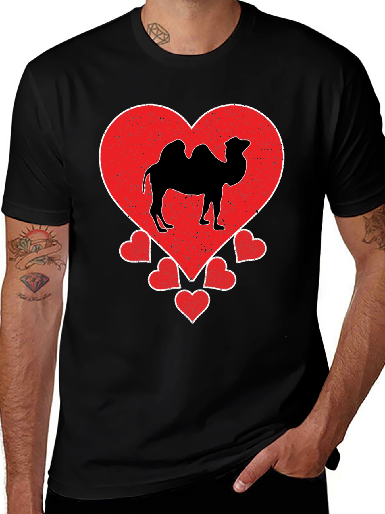 Variant 23 of Camel Heart Graphic T-Shirt - Black Cotton Tee