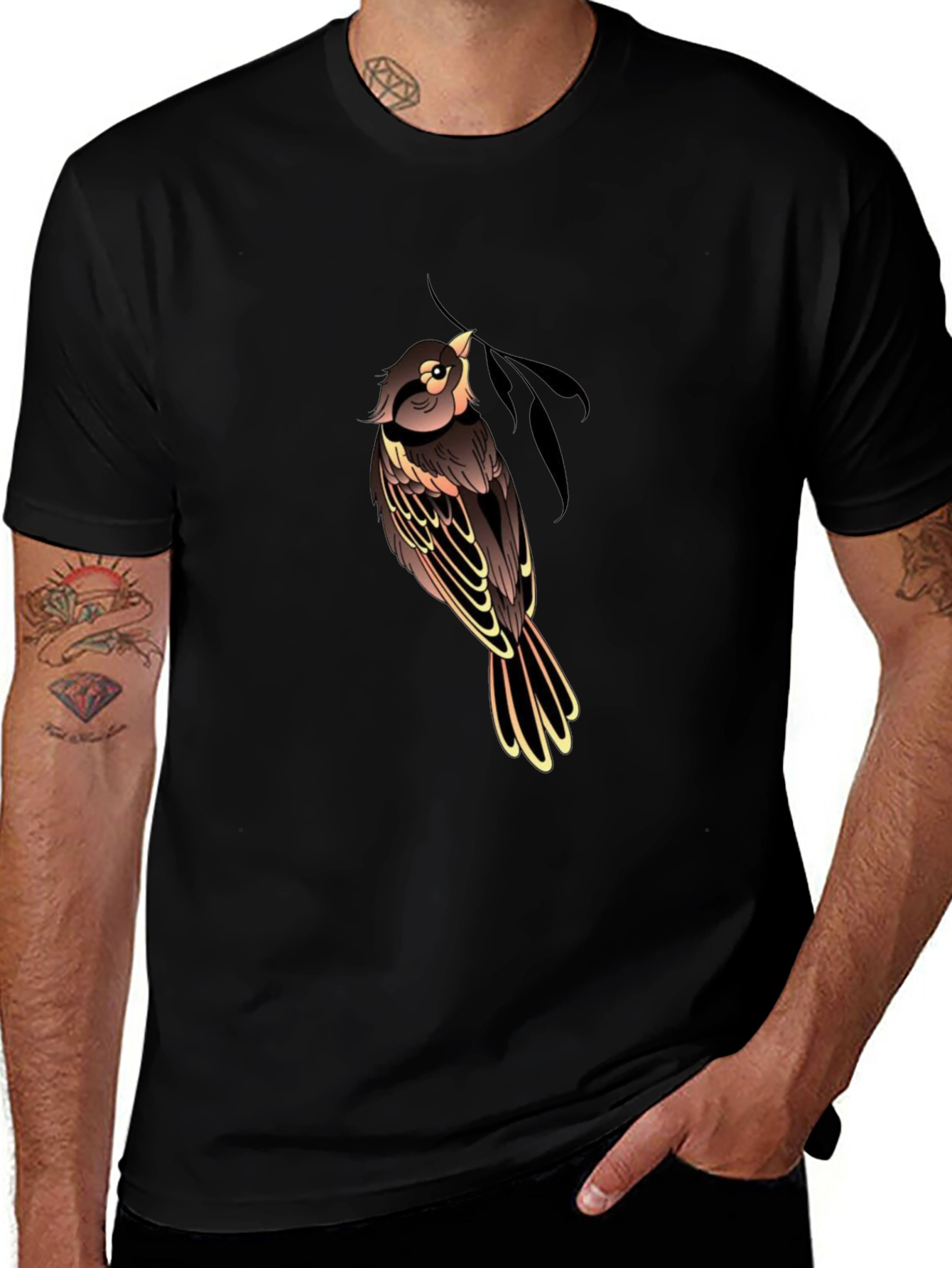 Variant 6 of Bird Graphic Black T-Shirt
