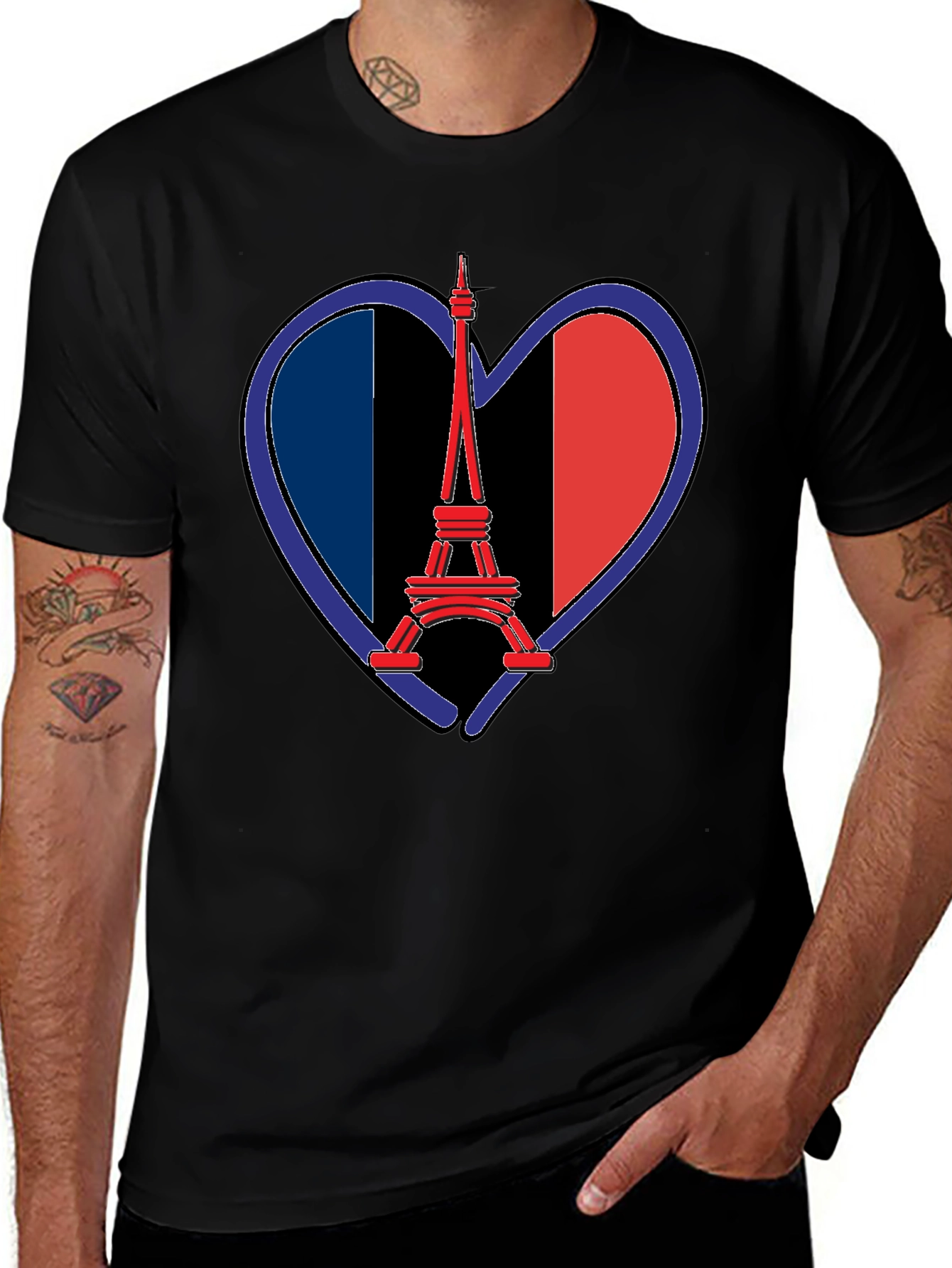 Eiffel Tower France Flag Heart T-Shirt