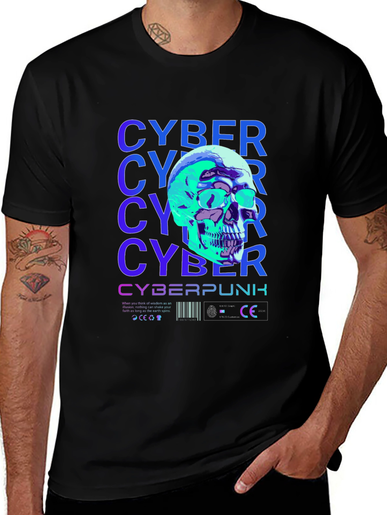 Variant 12 of Cyberpunk Skull Graphic T-Shirt - Edgy Streetwear