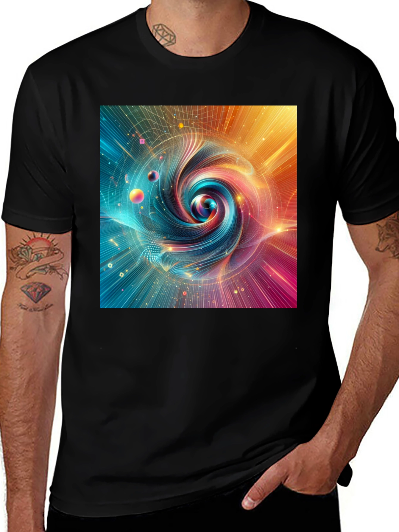 Variant 11 of Vortex Graphic T-Shirt: Abstract Swirl Design