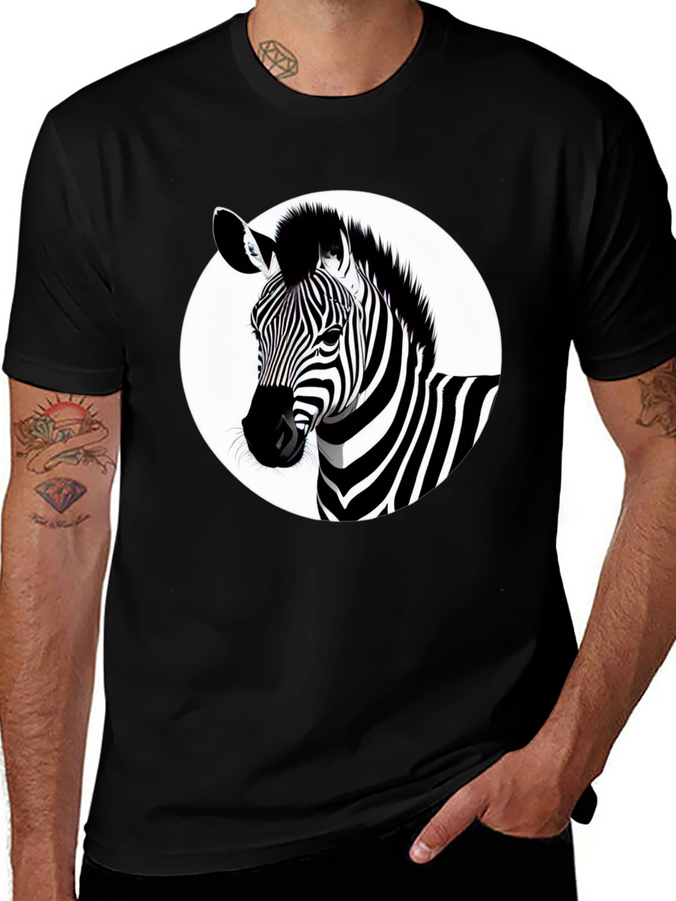 Variant 11 of Stylish Zebra Graphic Print Black T-Shirt