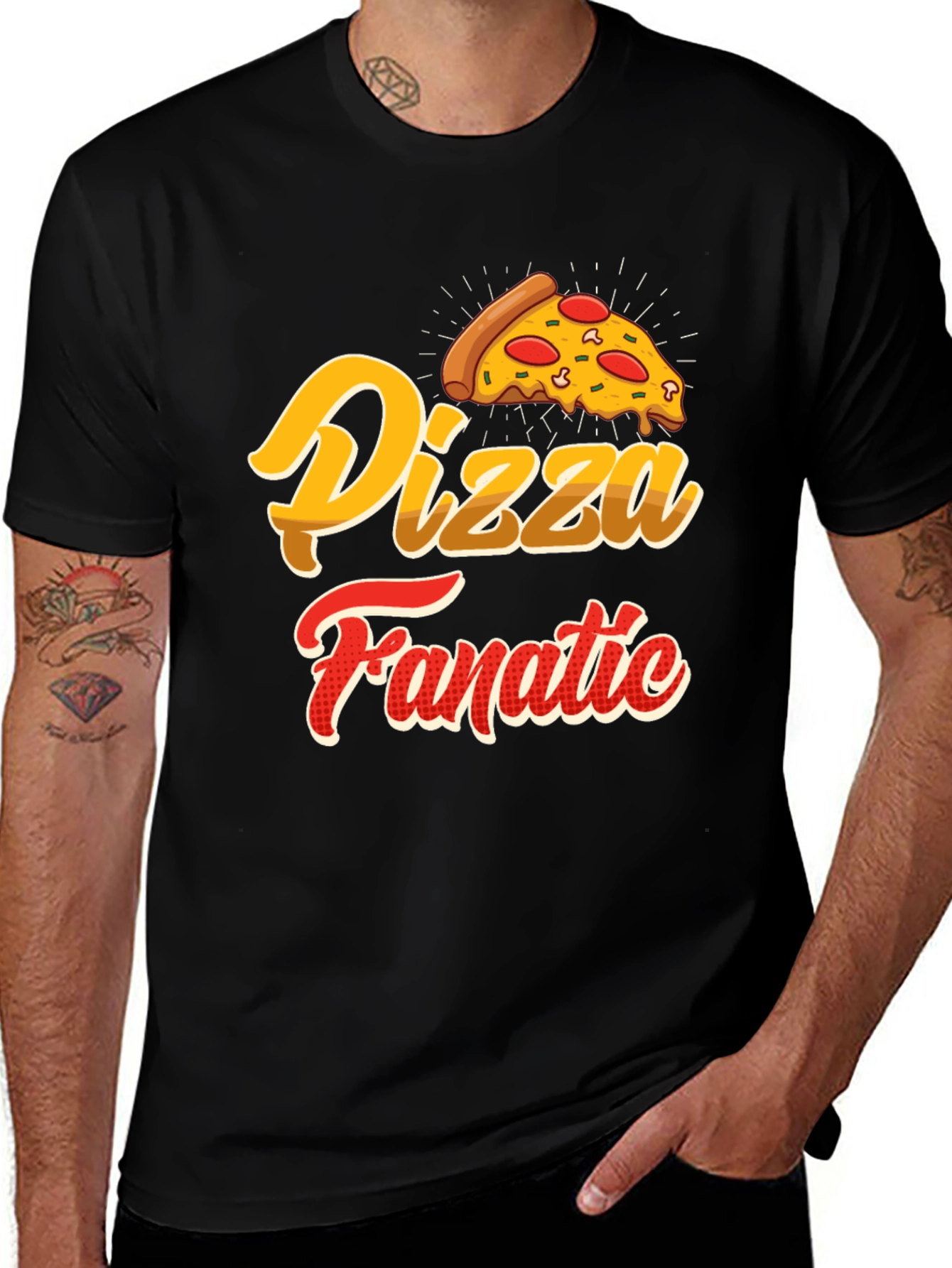 Variant 18 of Pizza Fanatic Black T-Shirt