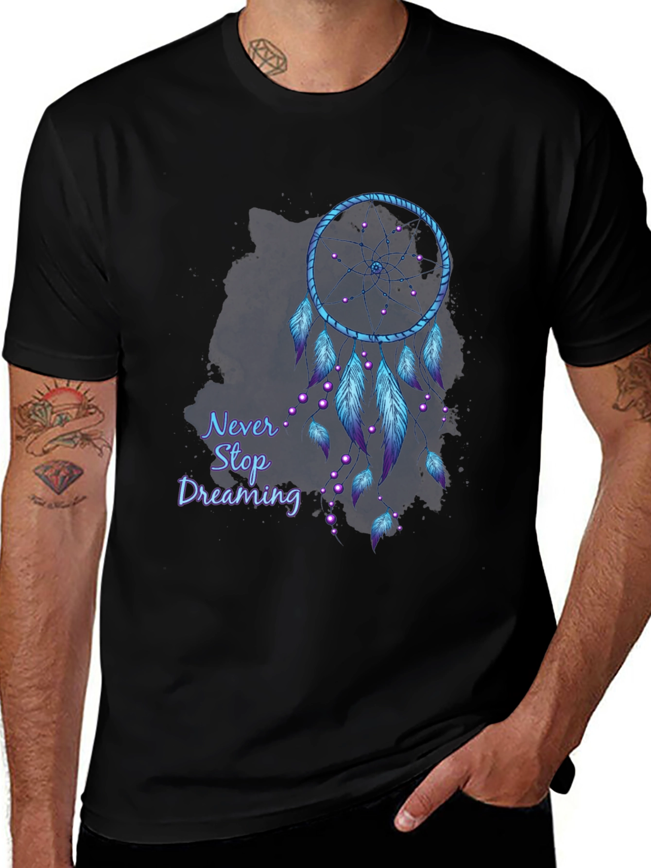 Black Dreamcatcher Graphic Tee - Never Stop Dreaming Shirt main image