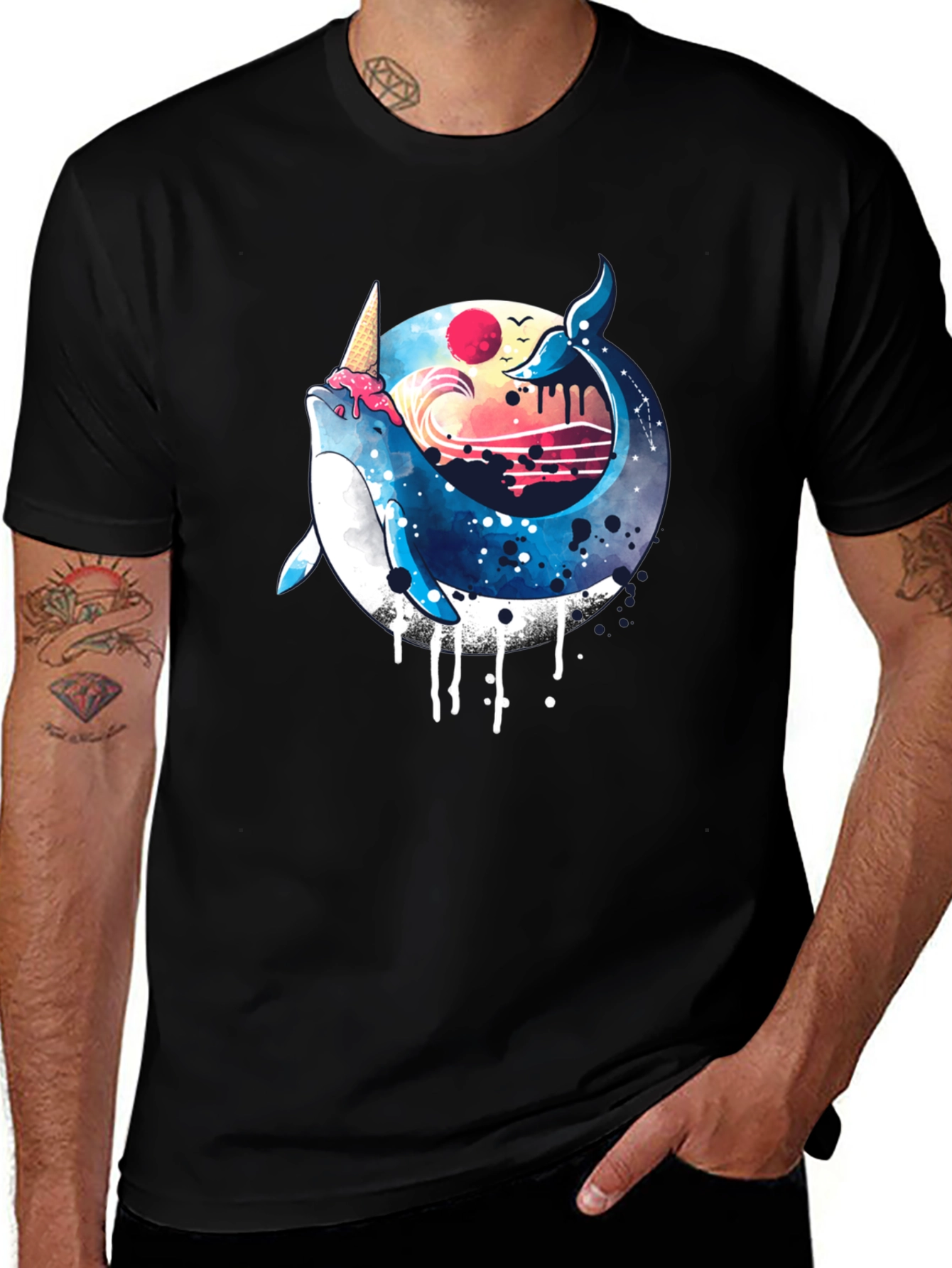 Variant 9 of Whimsical Whale Ice Cream T-Shirt