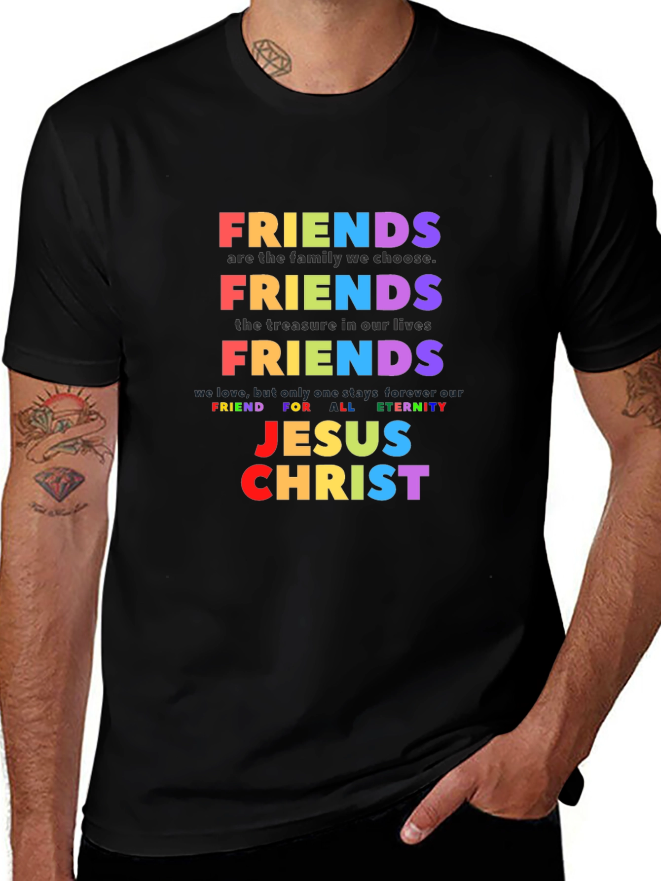 Variant 17 of Friends Jesus Christ Rainbow Graphic T-Shirt