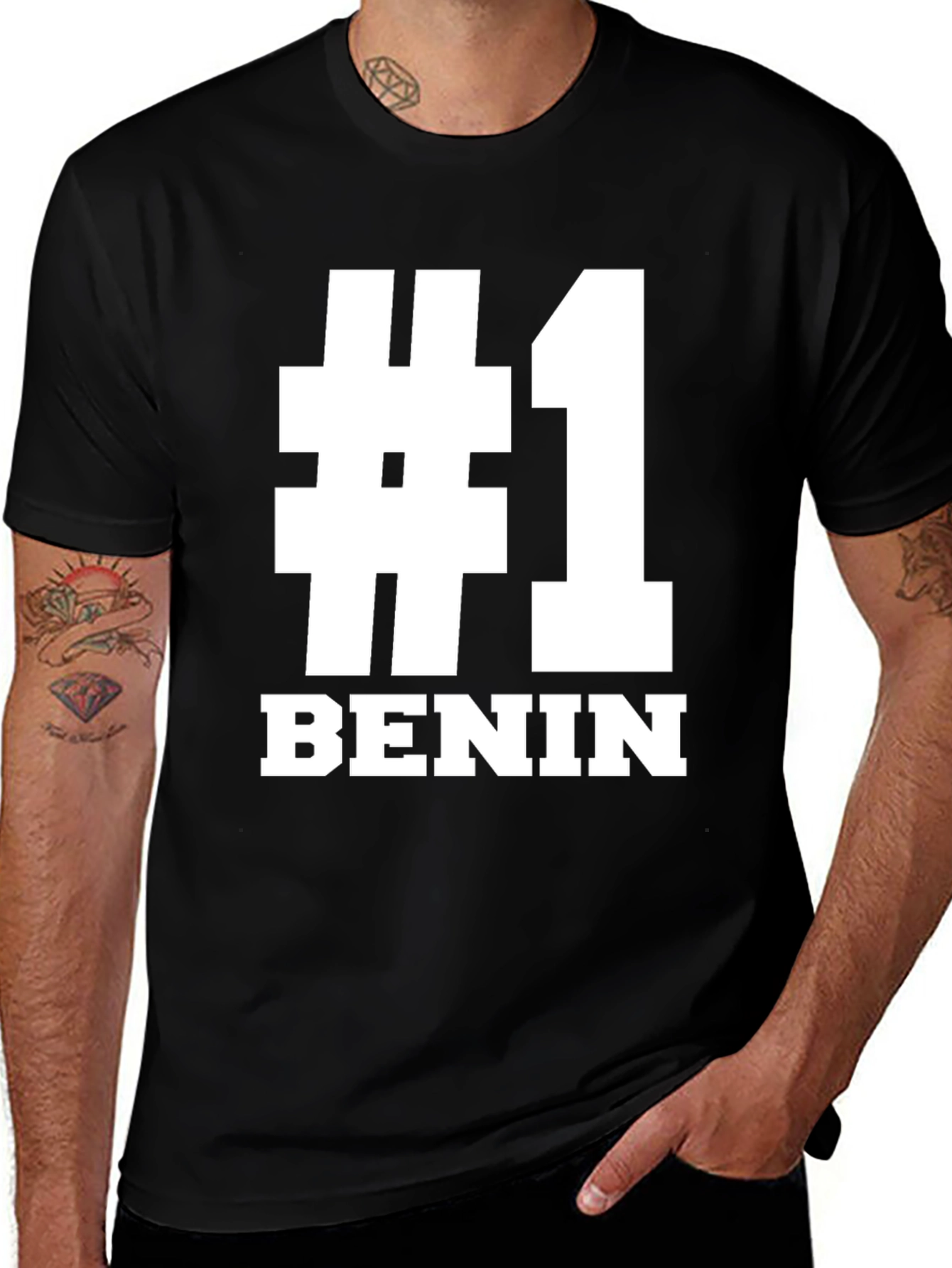 #1 Benin T-Shirt - Black, Bold Graphic Tee