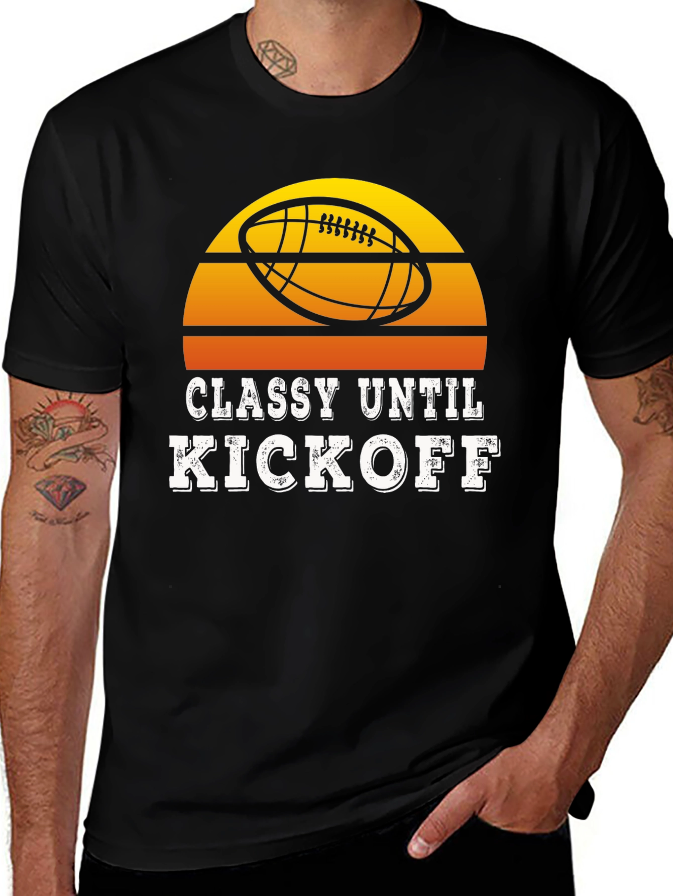 Variant 23 of Classy Until Kickoff Graphic Tee - Football Fan Apparel