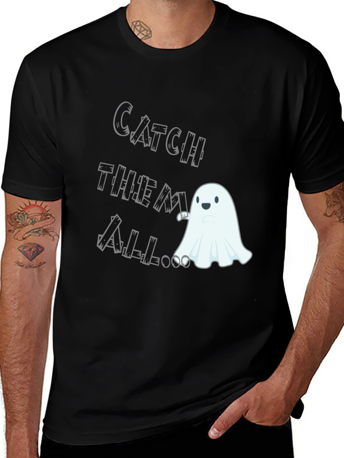 Variant 6 of Catch Them All Ghost T-Shirt - Spooky Season Fun!