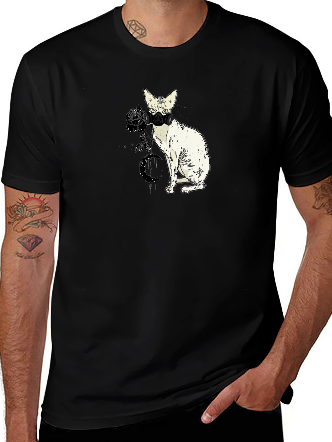 Variant 28 of Masked Cat Graphic Tee - Cool Novelty Shirt