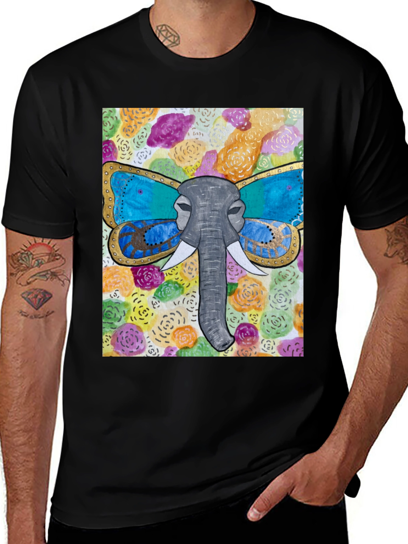 Variant 12 of Elephant Butterfly T-Shirt Graphic Tee Unisex