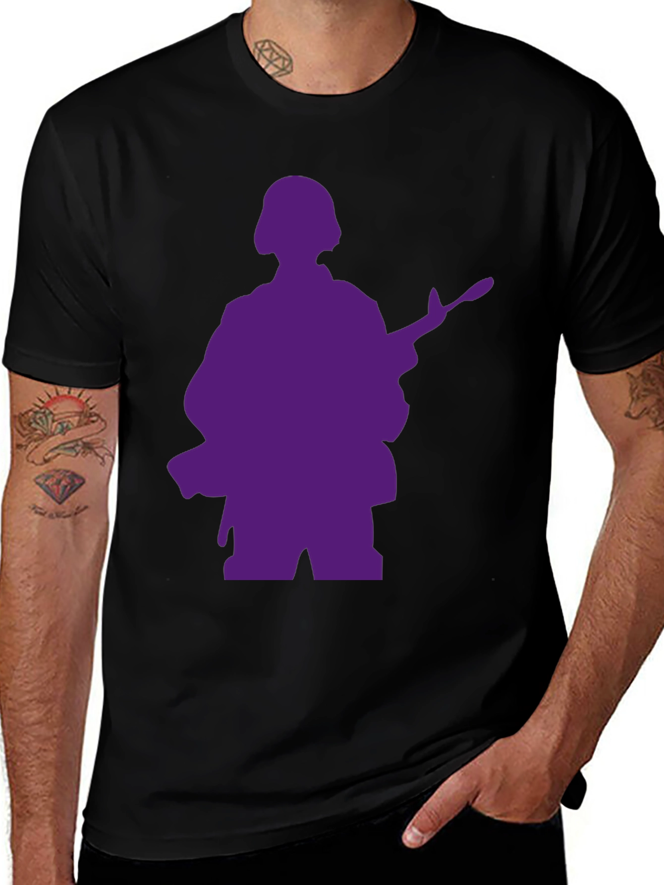 Variant 8 of Purple Soldier Graphic Black T-Shirt