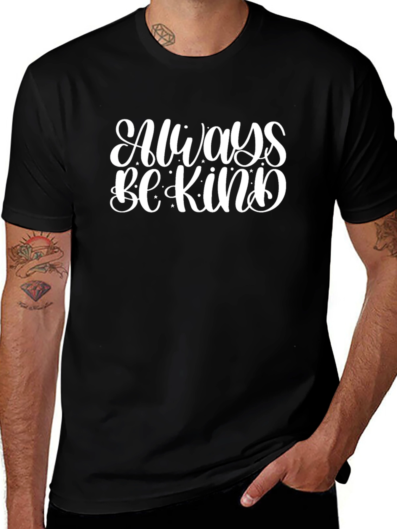 Variant 24 of Always Be Kind T-Shirt - Black Crew Neck Short Sleeve