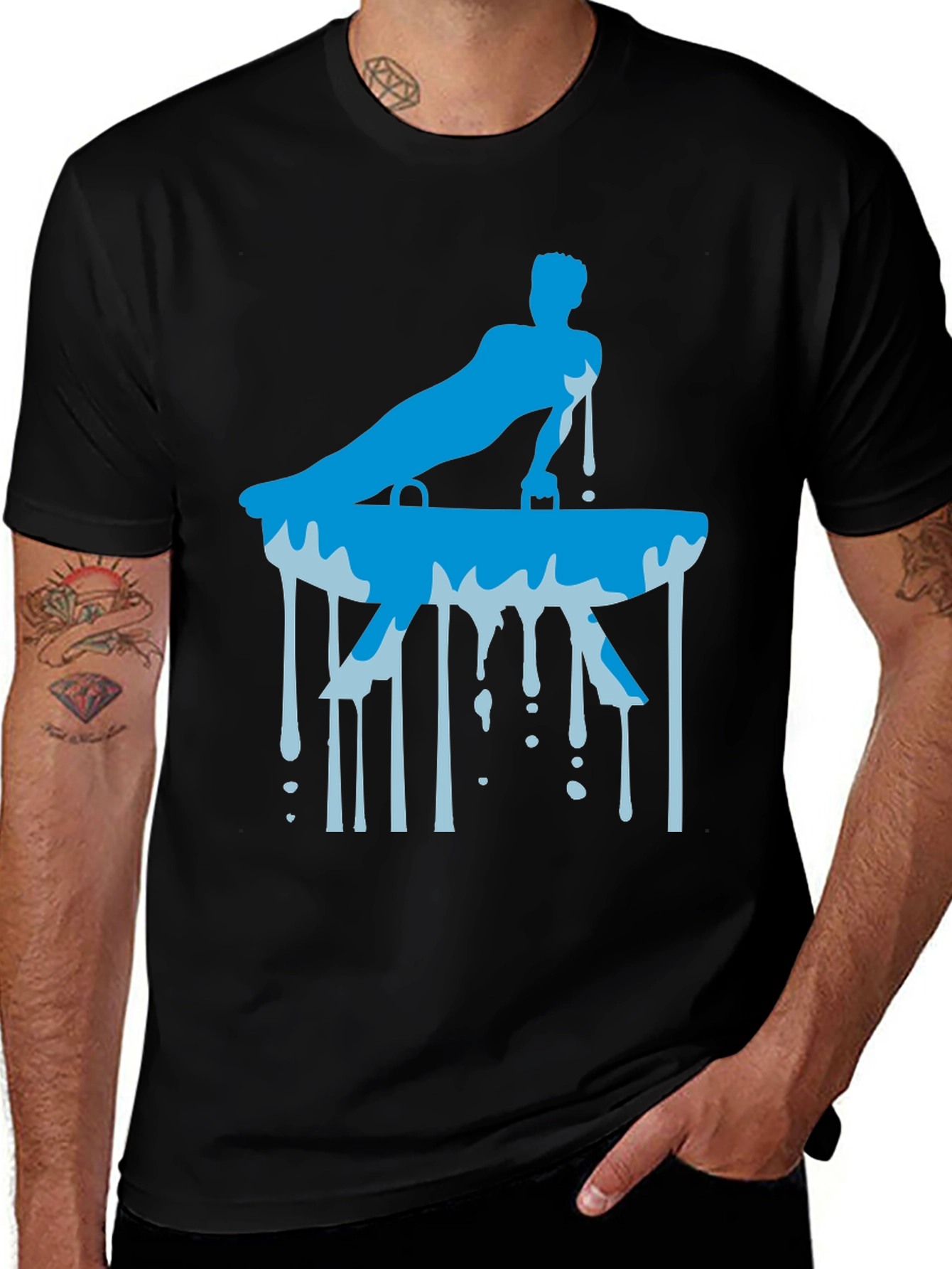 Variant 28 of Gymnast Pommel Horse Graphic Tee - Men's Black T-Shirt