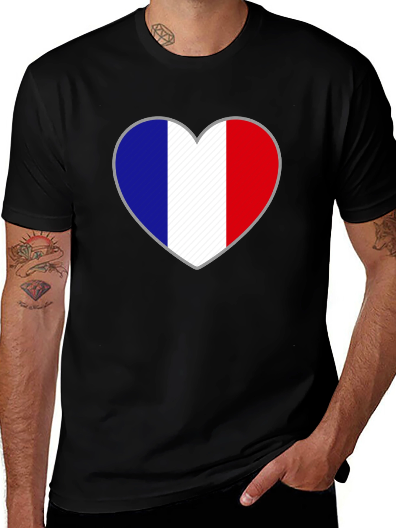 Variant 25 of French Flag Heart Graphic T-Shirt
