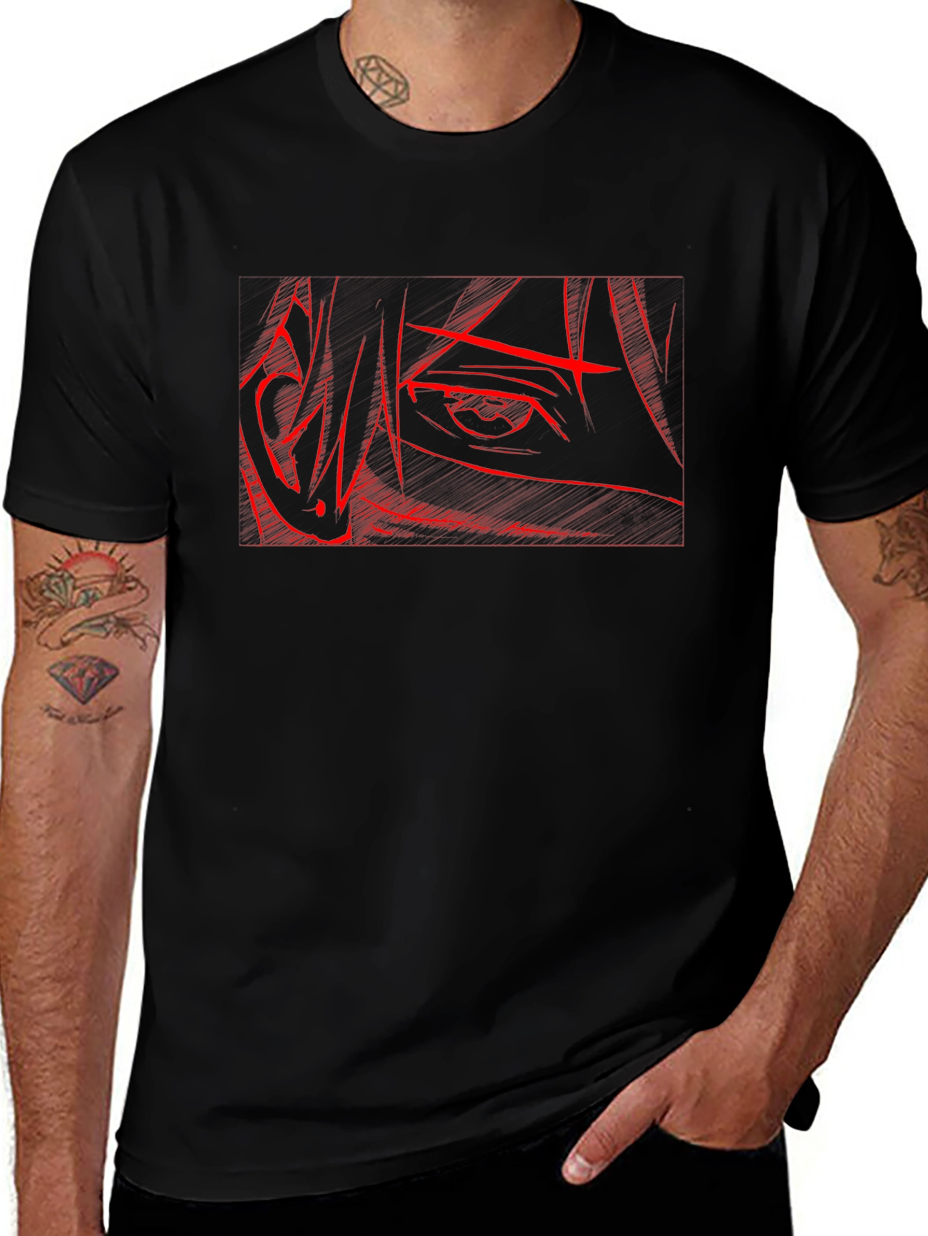 Variant 22 of Anime Eye Graphic Tee - Edgy Streetwear Style