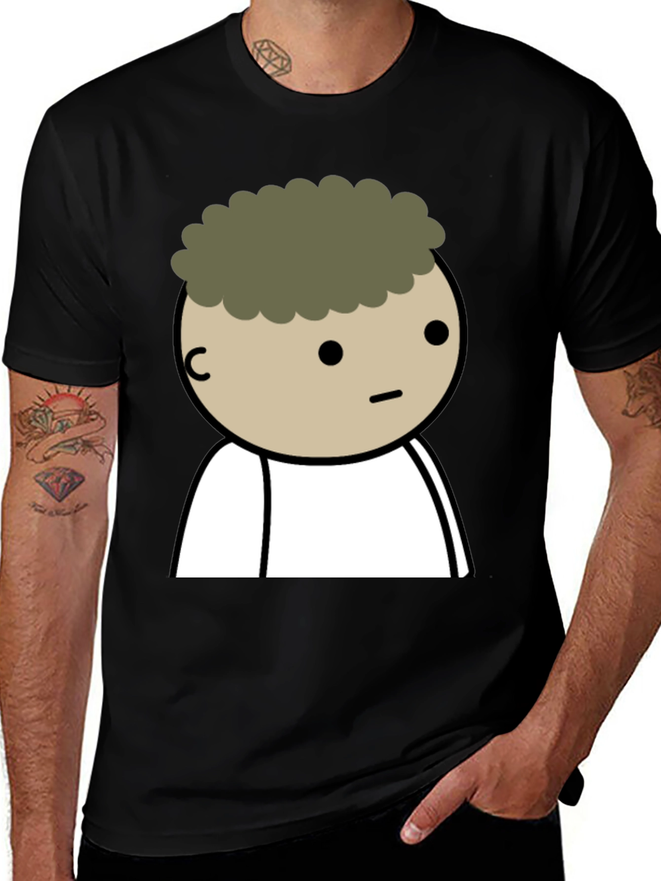 Variant 14 of Cartoon Character Graphic Tee - Black