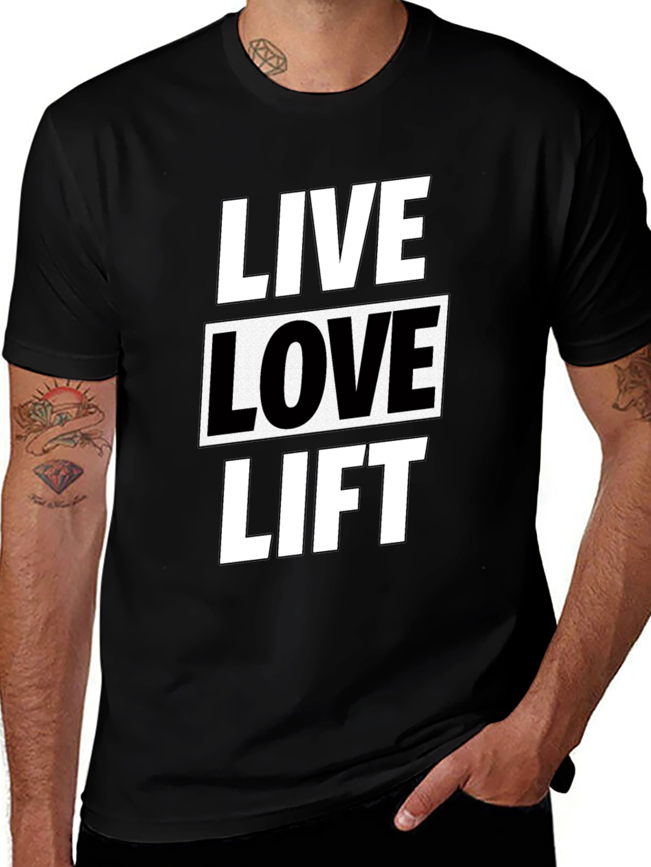 Variant 18 of Live Love Lift Black T-Shirt, Fitness Apparel