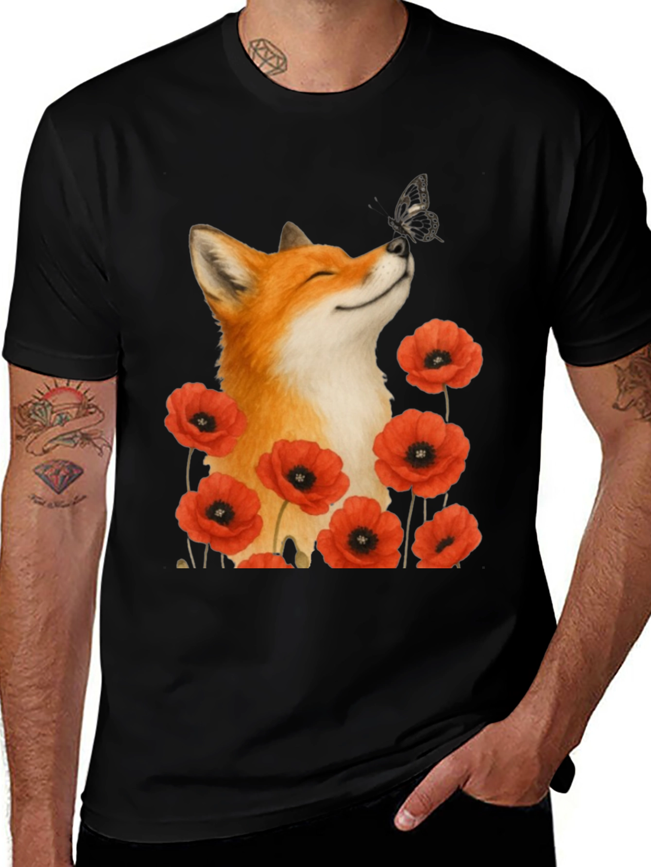 Fox and Butterfly Graphic Tee