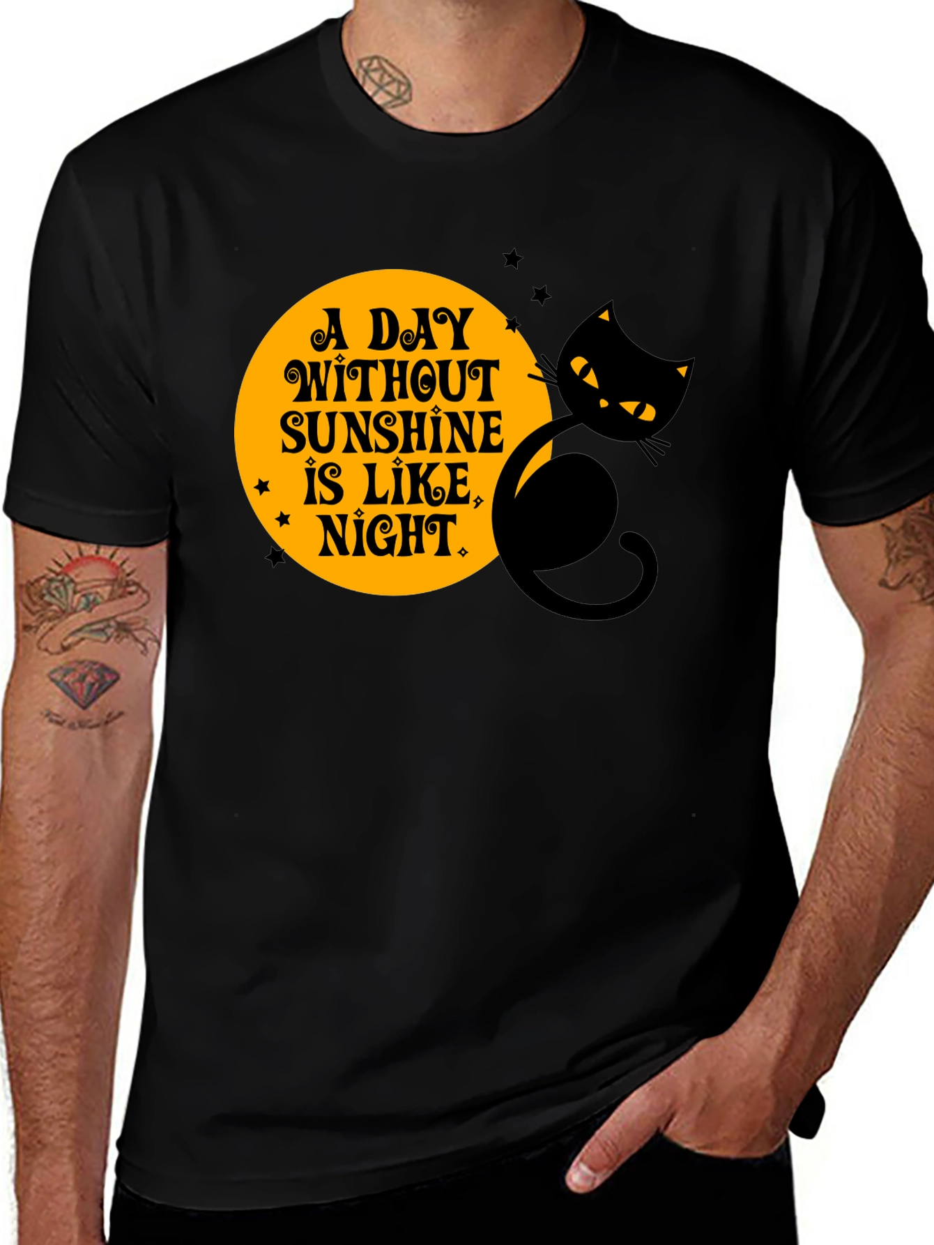 Variant 4 of Black Cat Halloween T-Shirt - A Day Without Sunshine