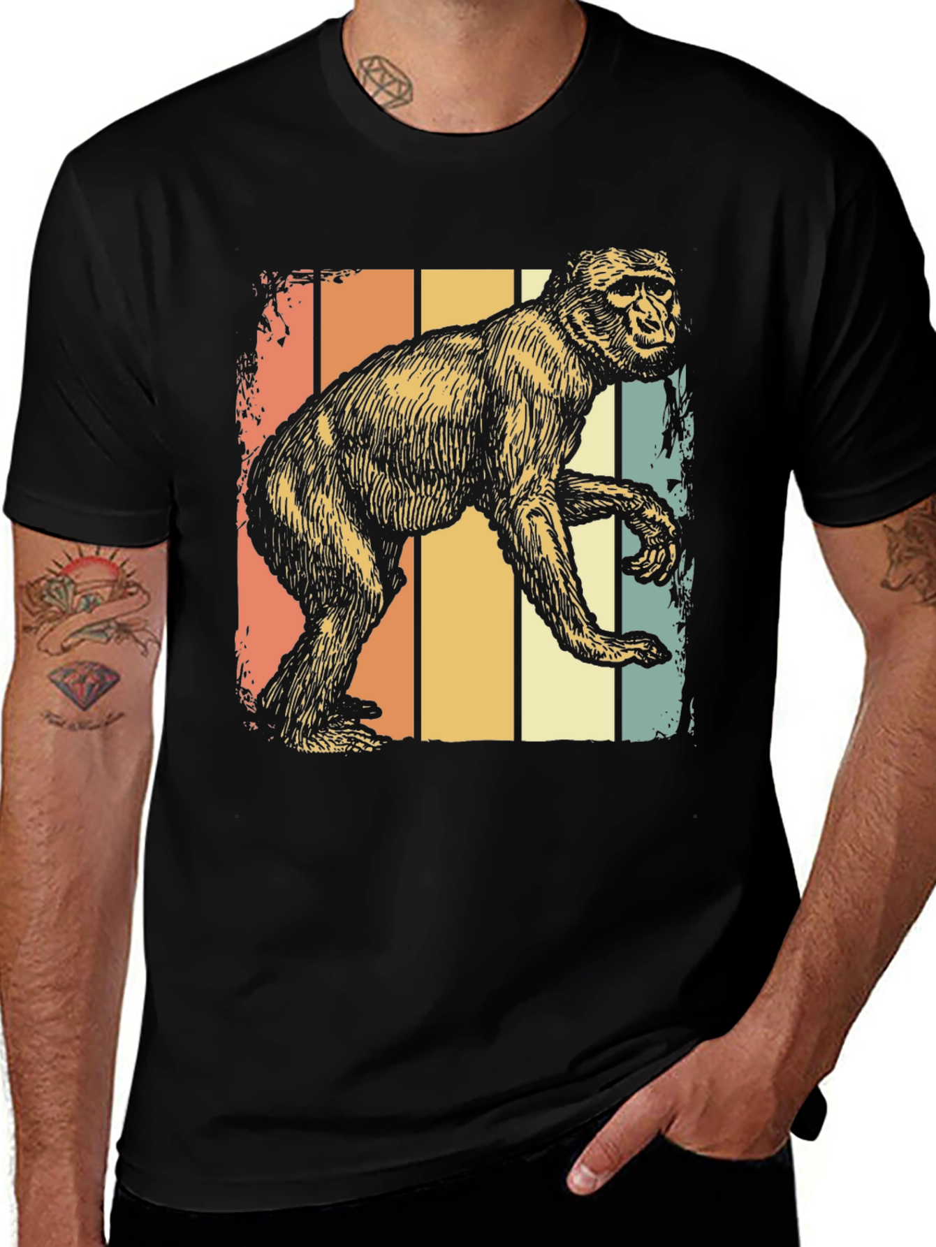 Variant 19 of Retro Monkey Graphic Tee - Vintage Style Comfort