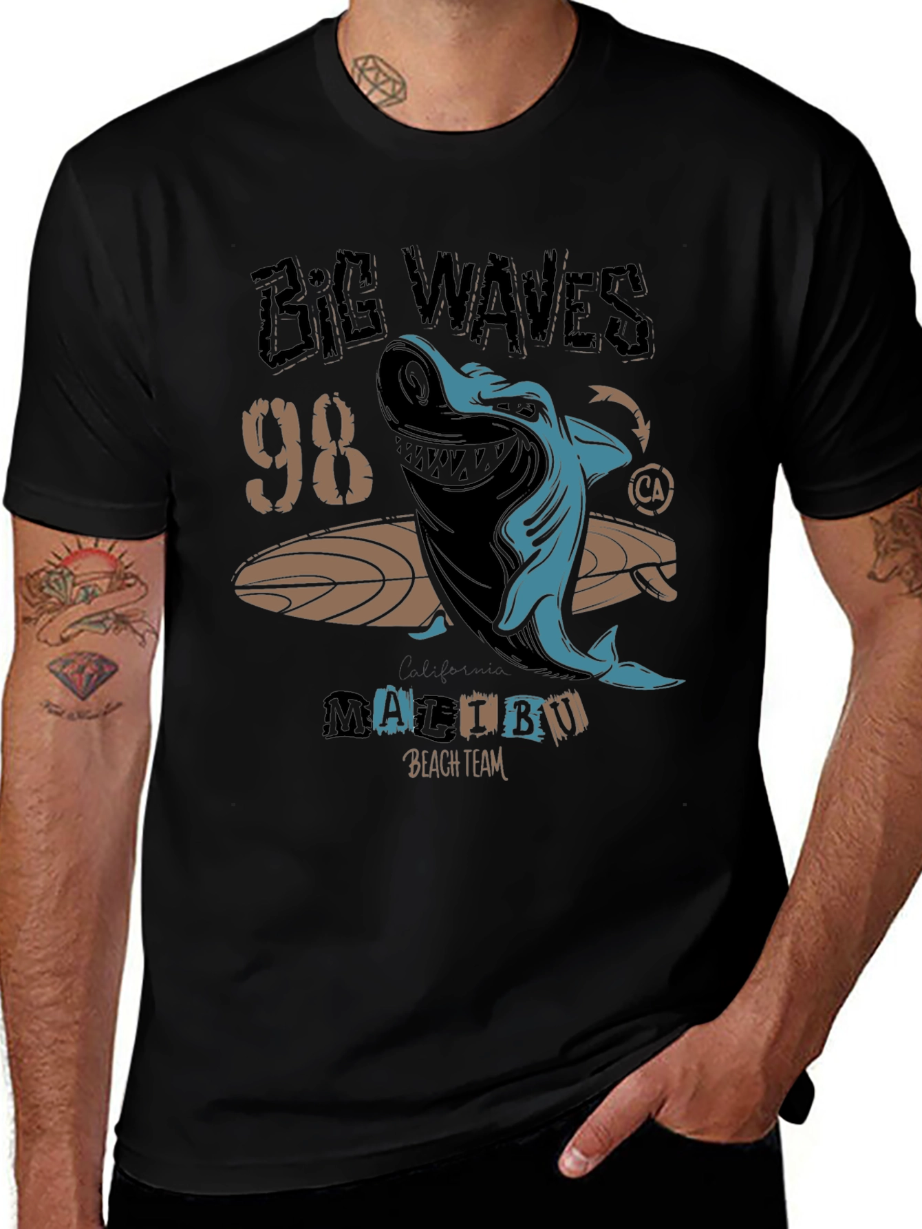 Big Waves 98' Malibu Shark Graphic Tee