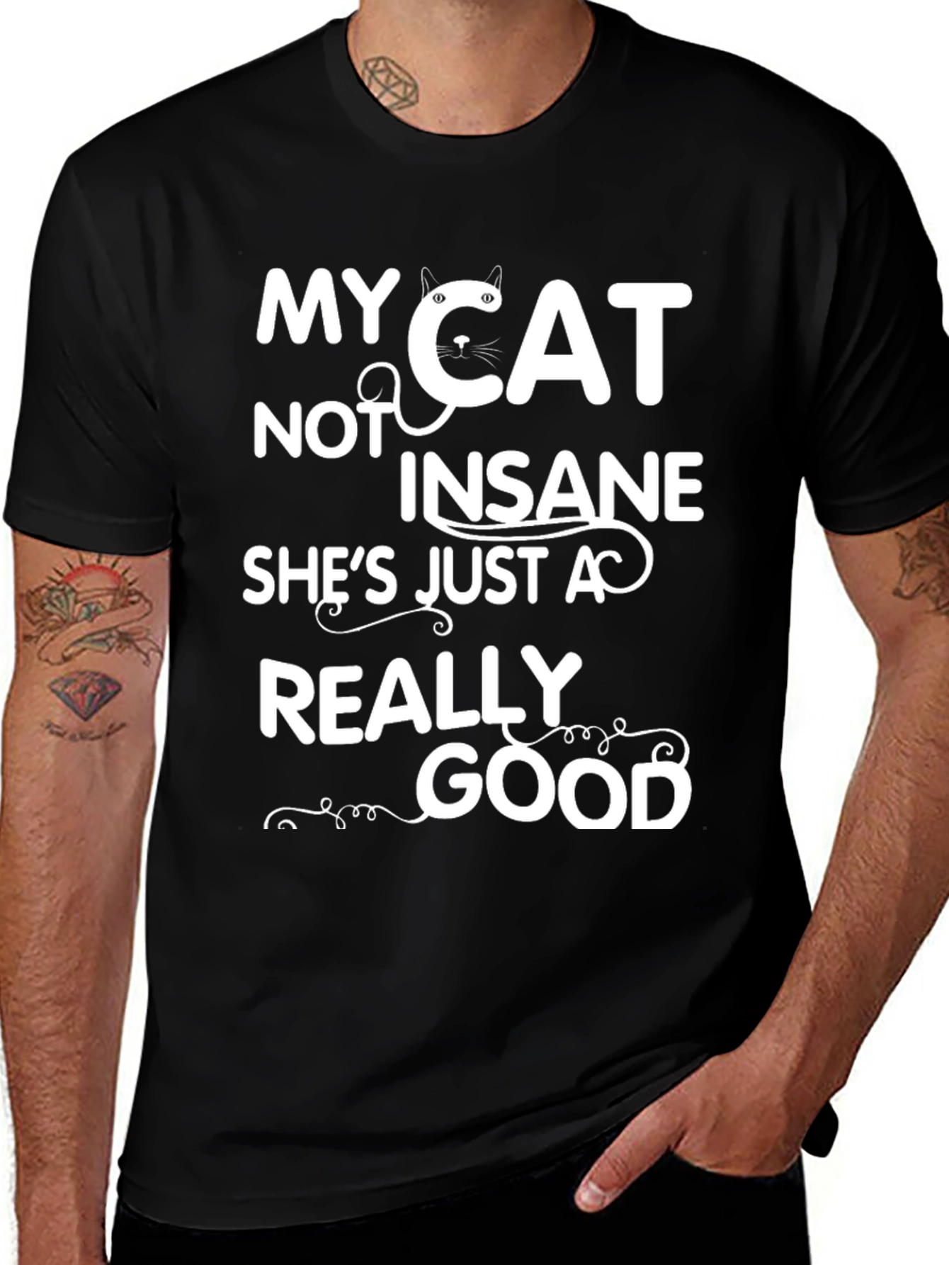 Variant 24 of Funny Cat Lover T-Shirt - 'My Cat Not Insane'