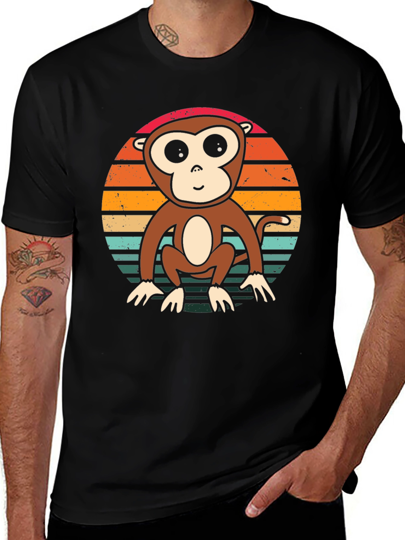 Variant 15 of Monkey Sunset T-Shirt - Retro Style Tee