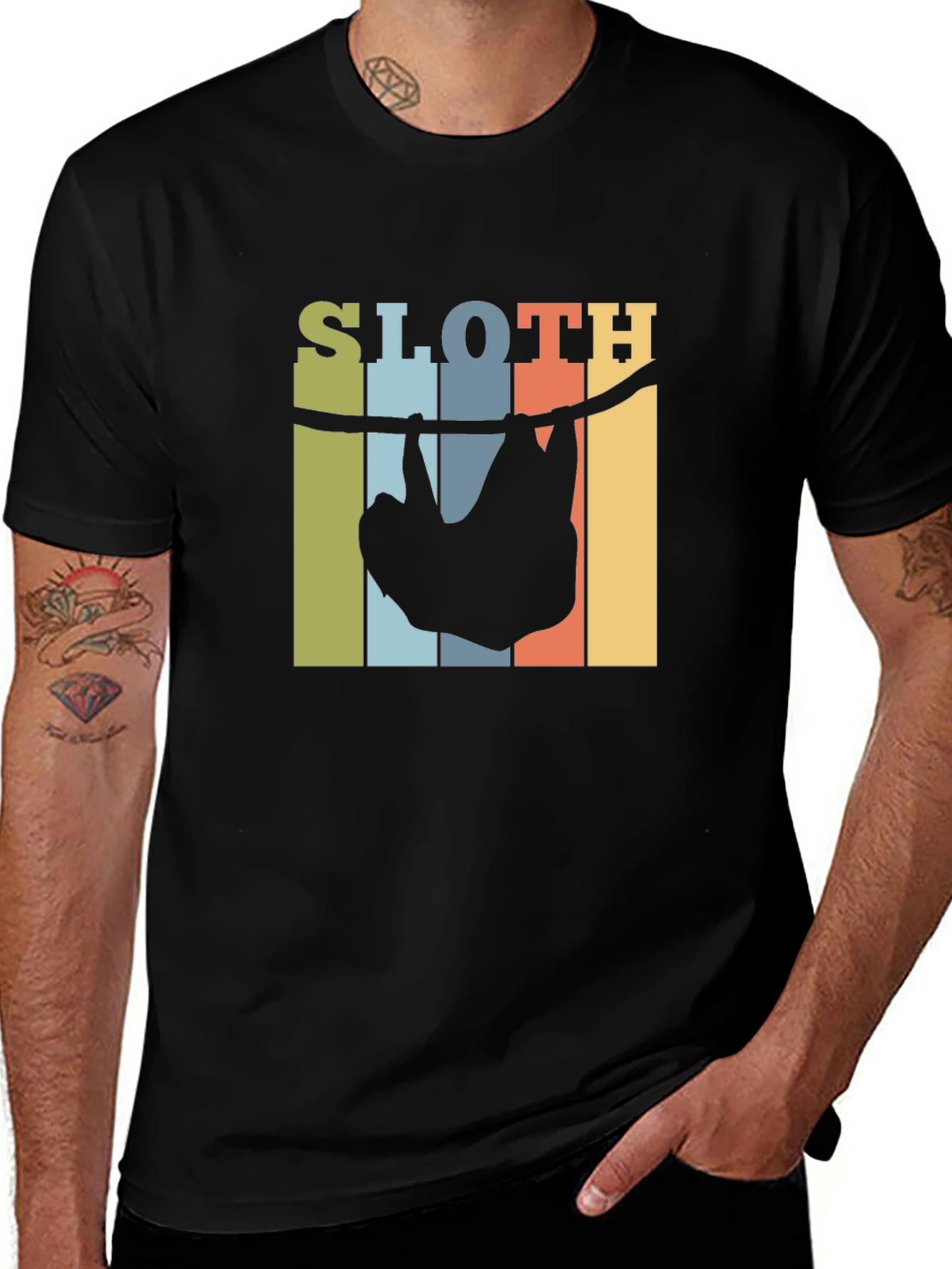 Variant 29 of Retro Sloth Hanging T-Shirt - Comfy Cotton Tee