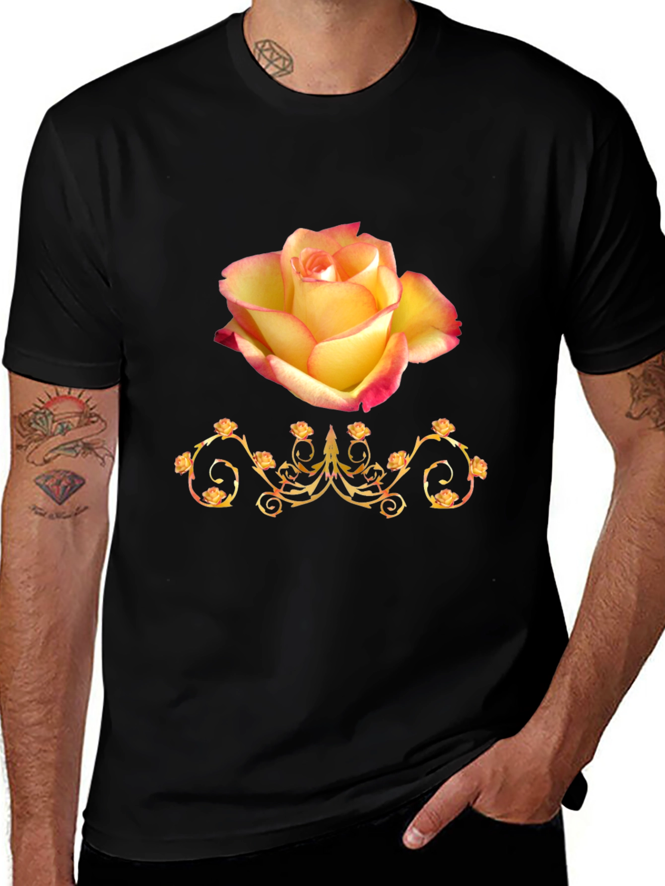 Variant 5 of Rose Graphic Black T-Shirt