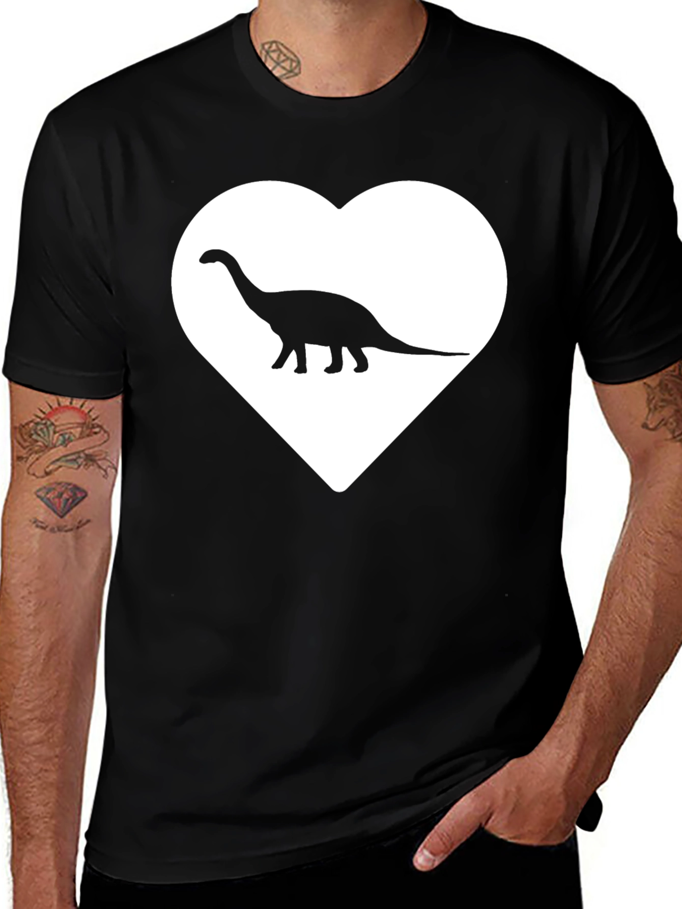 Dino Love T-Shirt - Graphic Heart Tee