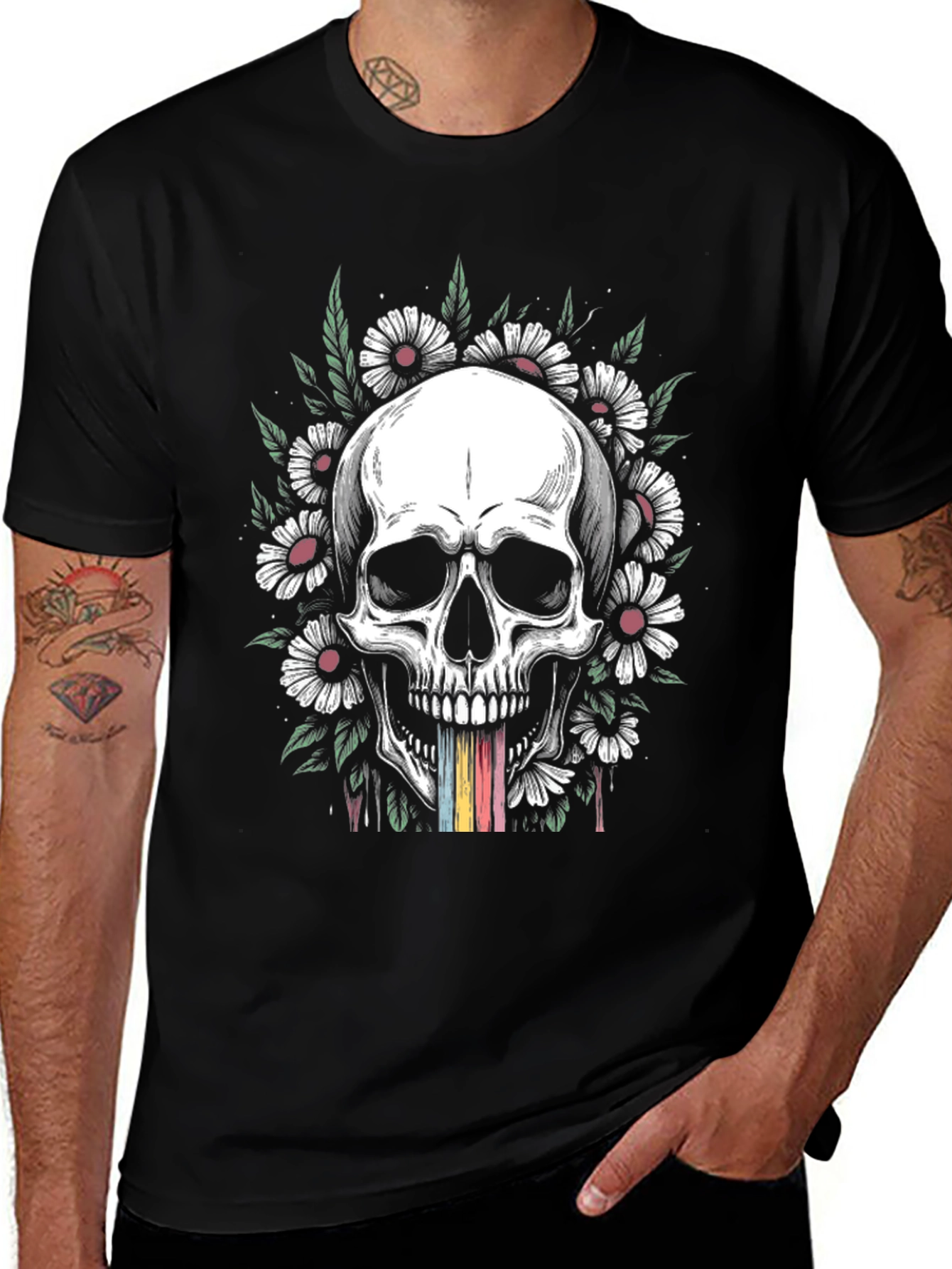 Variant 18 of Skull & Daisy Graphic T-Shirt - Unique Design
