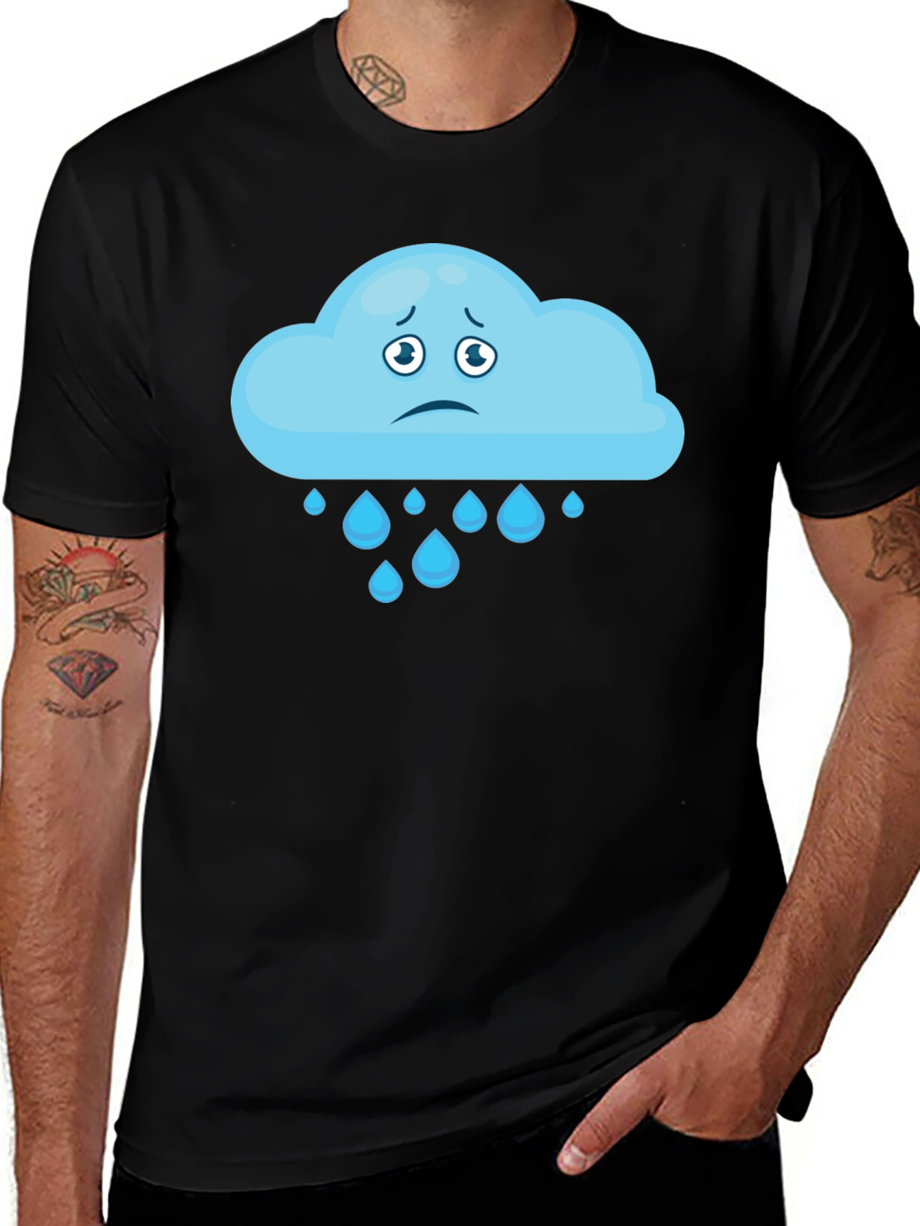 Variant 18 of Sad Cloud T-Shirt - Black Cotton Tee