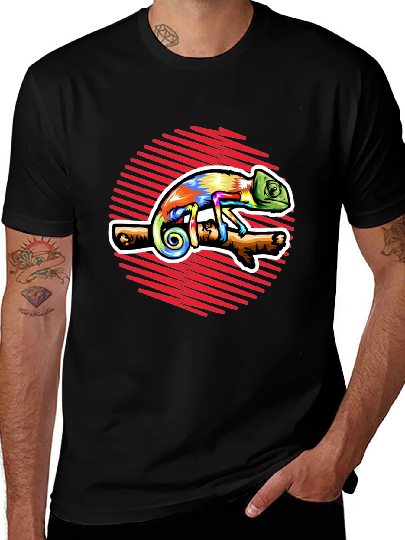 Variant 28 of Colorful Chameleon Graphic Print T-Shirt