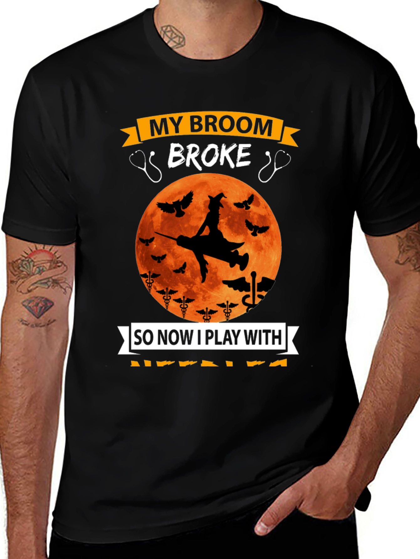 Variant 27 of Nurse Halloween T-Shirt - Broken Broom