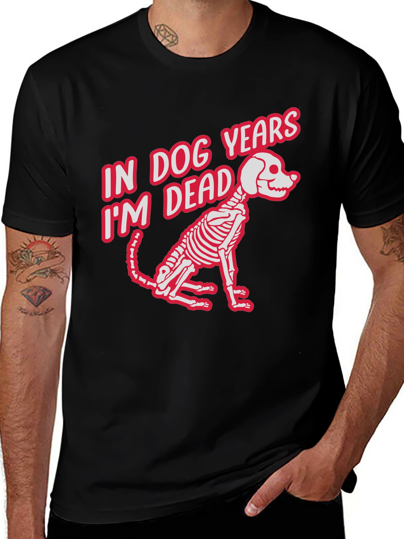 Variant 11 of Funny Dog Skeleton T-Shirt - In Dog Years I'm Dead