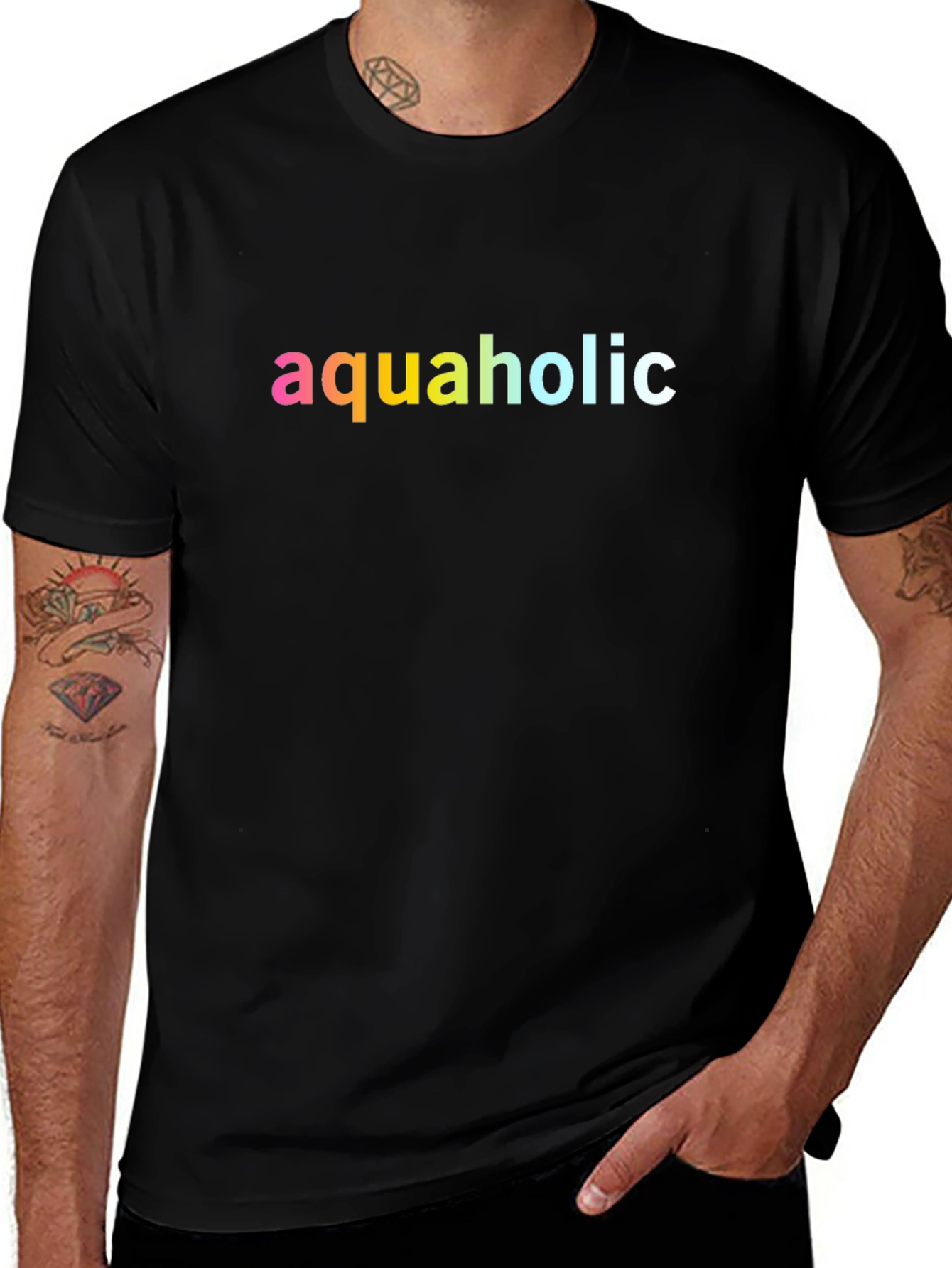 Aquaholic Graphic Tee - Black Cotton T-Shirt