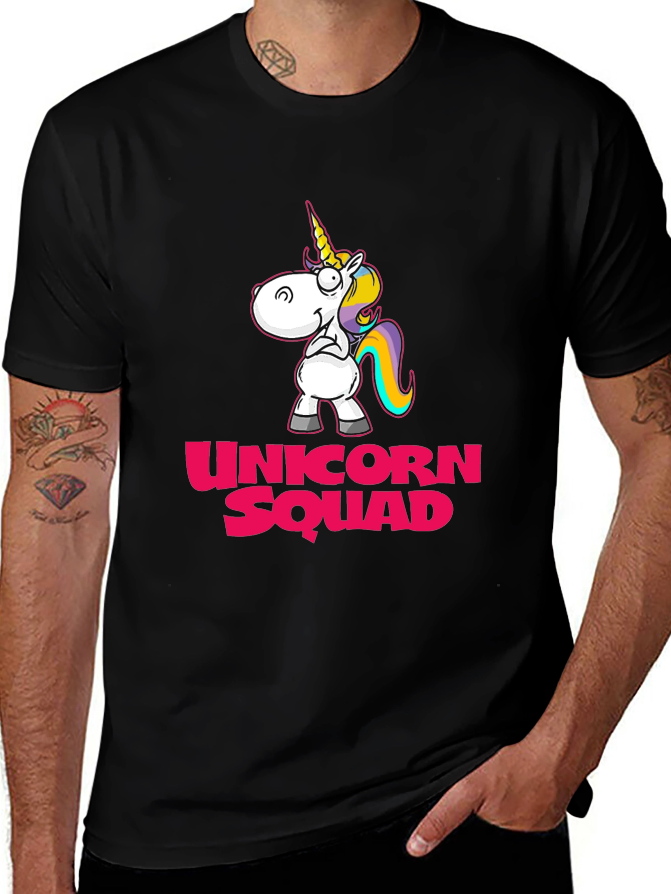 Unicorn Squad Graphic Tee - Black Cotton T-Shirt