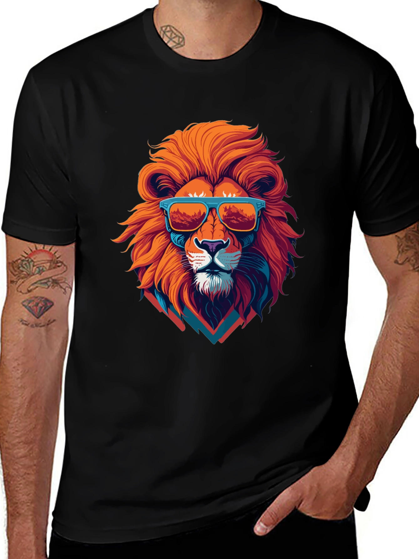Variant 8 of Cool Lion Graphic Tee - Black T-Shirt