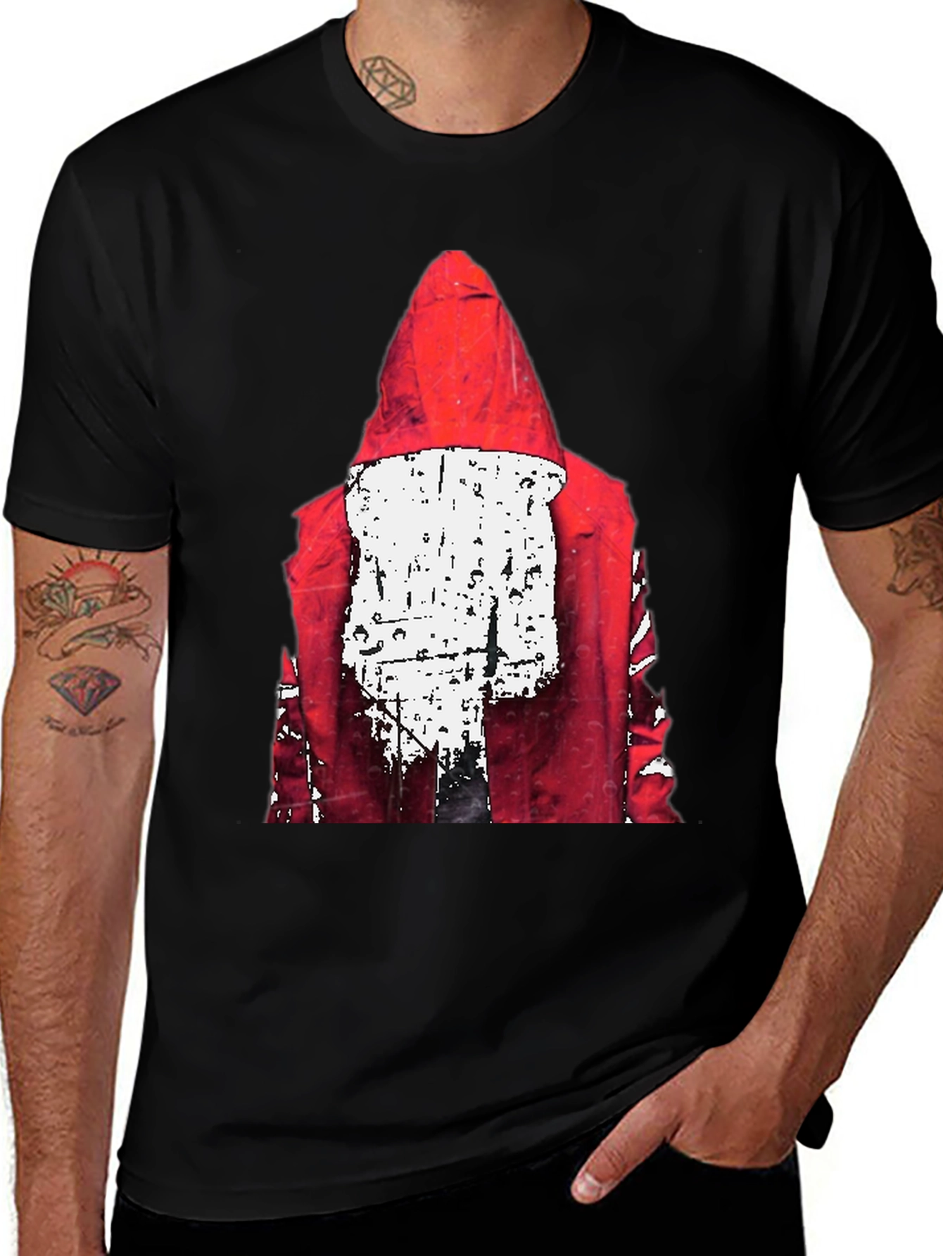 Variant 10 of Red Hood Graphic Print Black T-Shirt